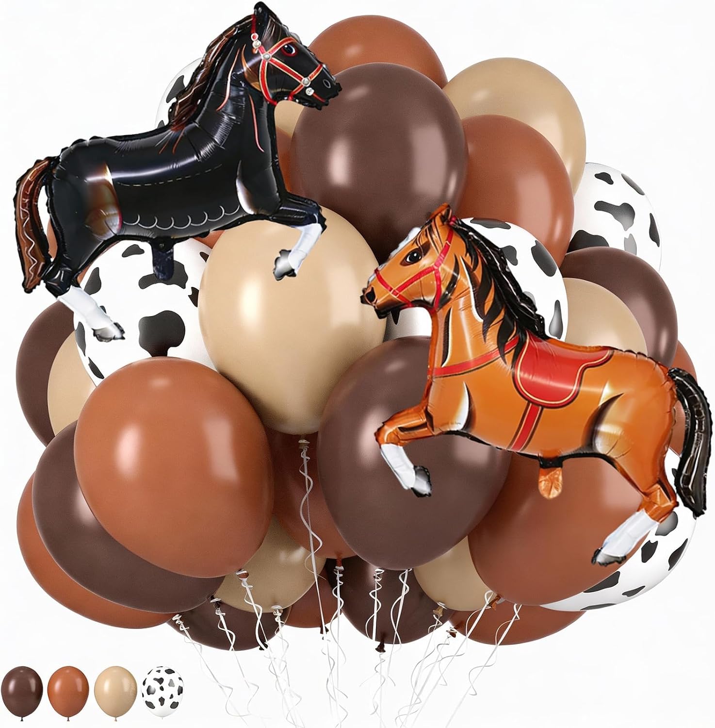 Brown Cow Balloons.Cowboy Western Birthday Decorations for Boys Party | Horse Foil Balloon Dark Coffee Brown Tan Apricot Nude Cow Print Latex Set for Cowboy Western Baby Shower Decorations