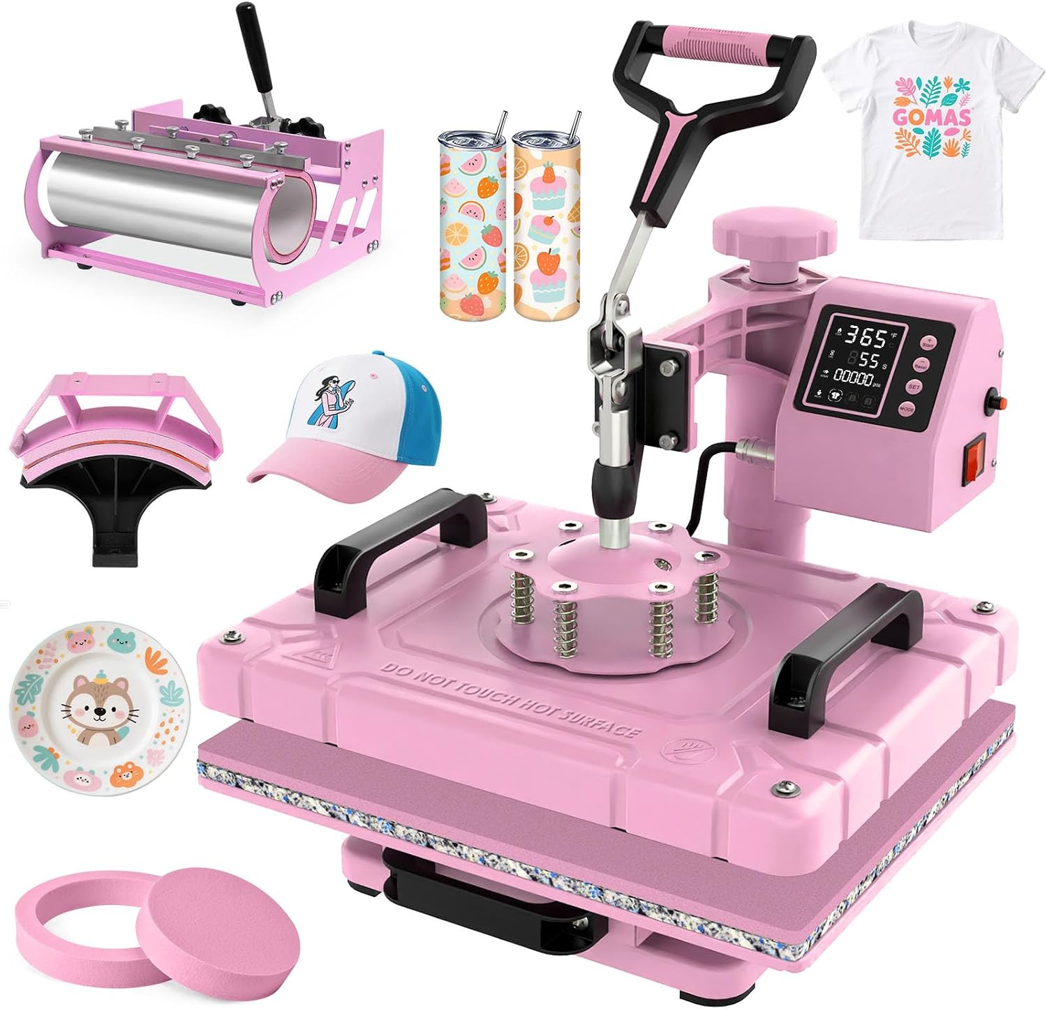 Slendor 12x15 Inch 5 in 1 Swing Away Heat Press Machine for T Shirts | For DIY Creators & Small Businesses. Create Custom T-Shirts. 30oz Tumblers. Hats. Plates & Gifts with Even Heat & Pressure