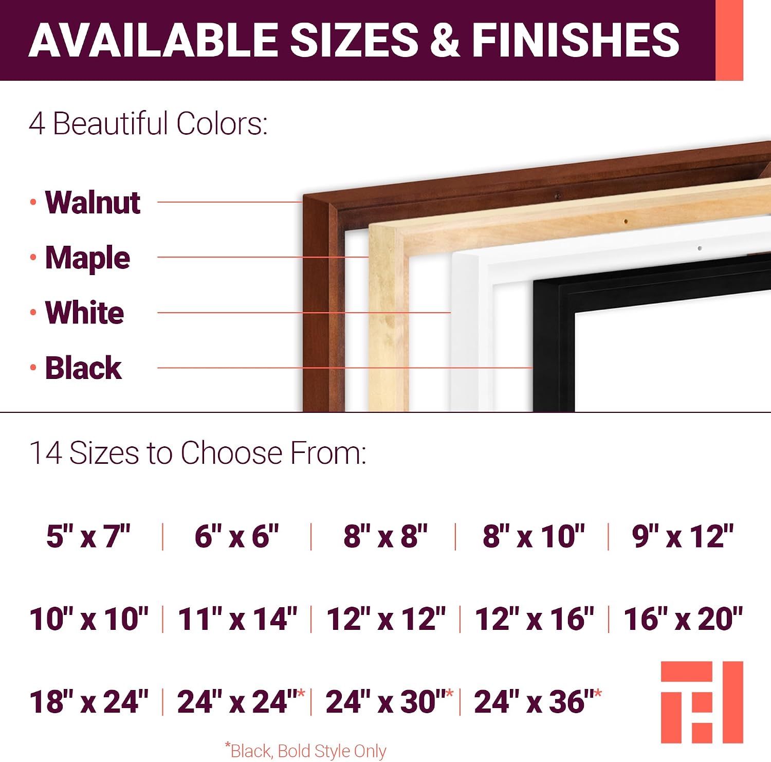 Ampersand Floaterframe for Wood Panels. 7/8 Inch Depth. Thin. 12X12 Inch. Maple (FTHIN781212M)