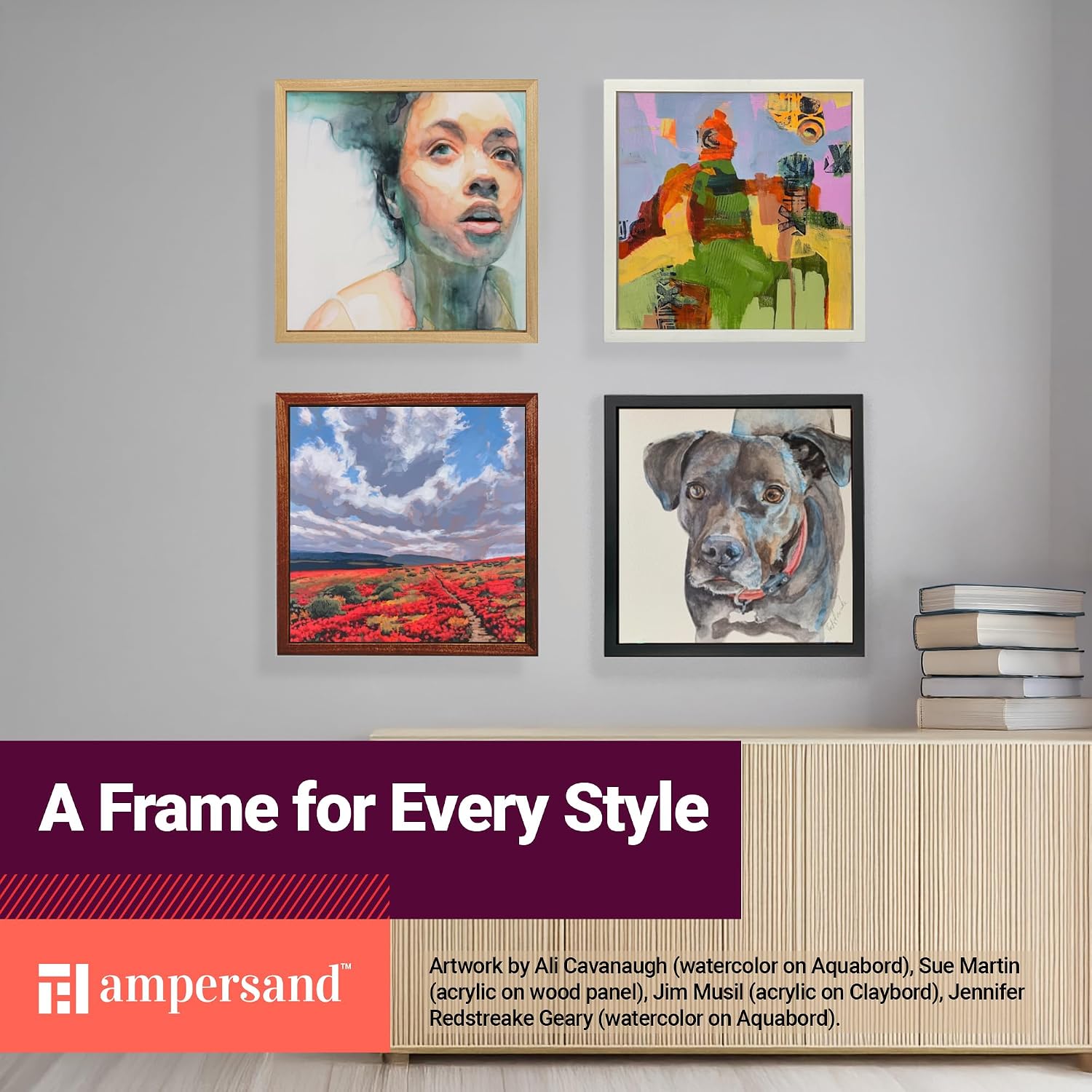Ampersand Floaterframe for Wood Panels. 7/8 Inch Depth. Thin. 12X12 Inch. Maple (FTHIN781212M)
