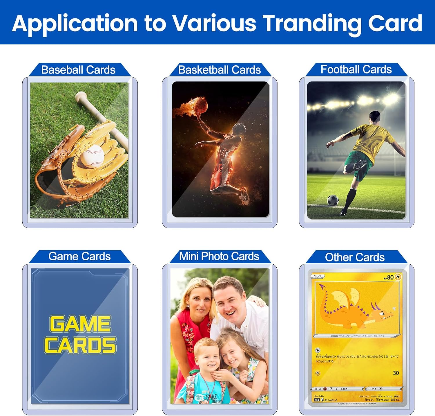 Sooez 48 Card Sleeves Hard Plastic Card Holder for Trading Card 3x4. 35PT | for Baseball Card. Rigid Card Protector. Penny Sleeves for Collectible Game Cards. Premium Standard Size Sports Football Card