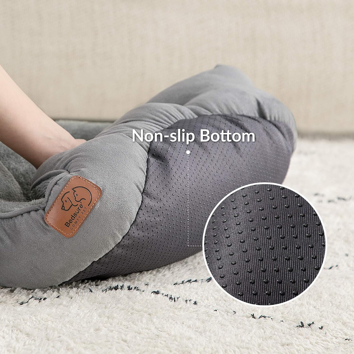 Bedsure Small Dog Bed Washable.Round Cat Beds for Indoor Cats.20in Grey | Soft Plush Pet Bed.Dog Beds for Small Dogs for Puppy and Kittens.Anti-Slip Bottom.Easy to Clean
