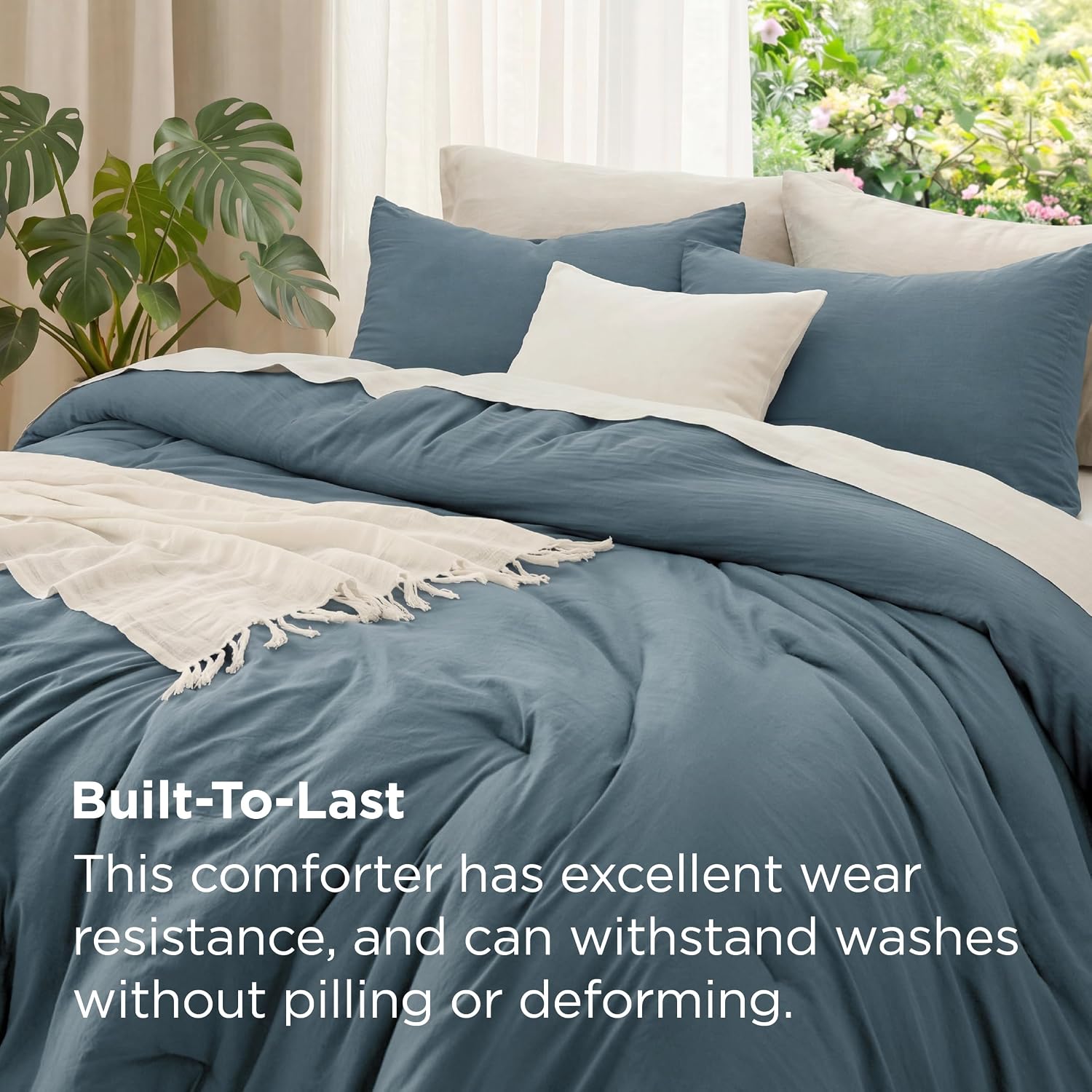 Bedsure Oversized Queen Comforter Set. Slate Blue Soft Prewashed Bedding for All Seasons. 3 Pieces GentleSoft Bed Set. 1 Lightweight Comforter (98x98) and 2 Pillowcases (20x26)