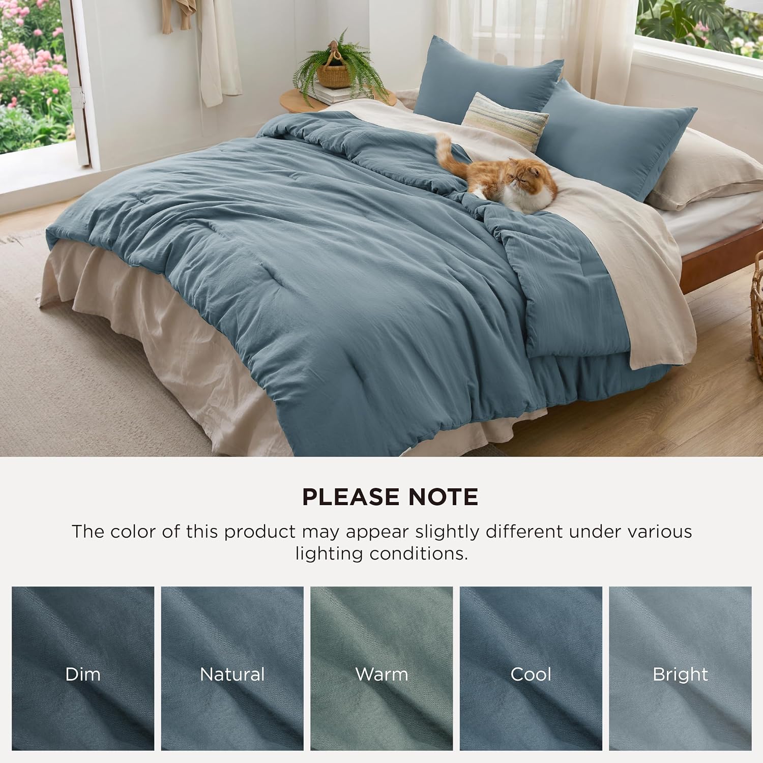 Bedsure Oversized Queen Comforter Set. Slate Blue Soft Prewashed Bedding for All Seasons. 3 Pieces GentleSoft Bed Set. 1 Lightweight Comforter (98x98) and 2 Pillowcases (20x26)
