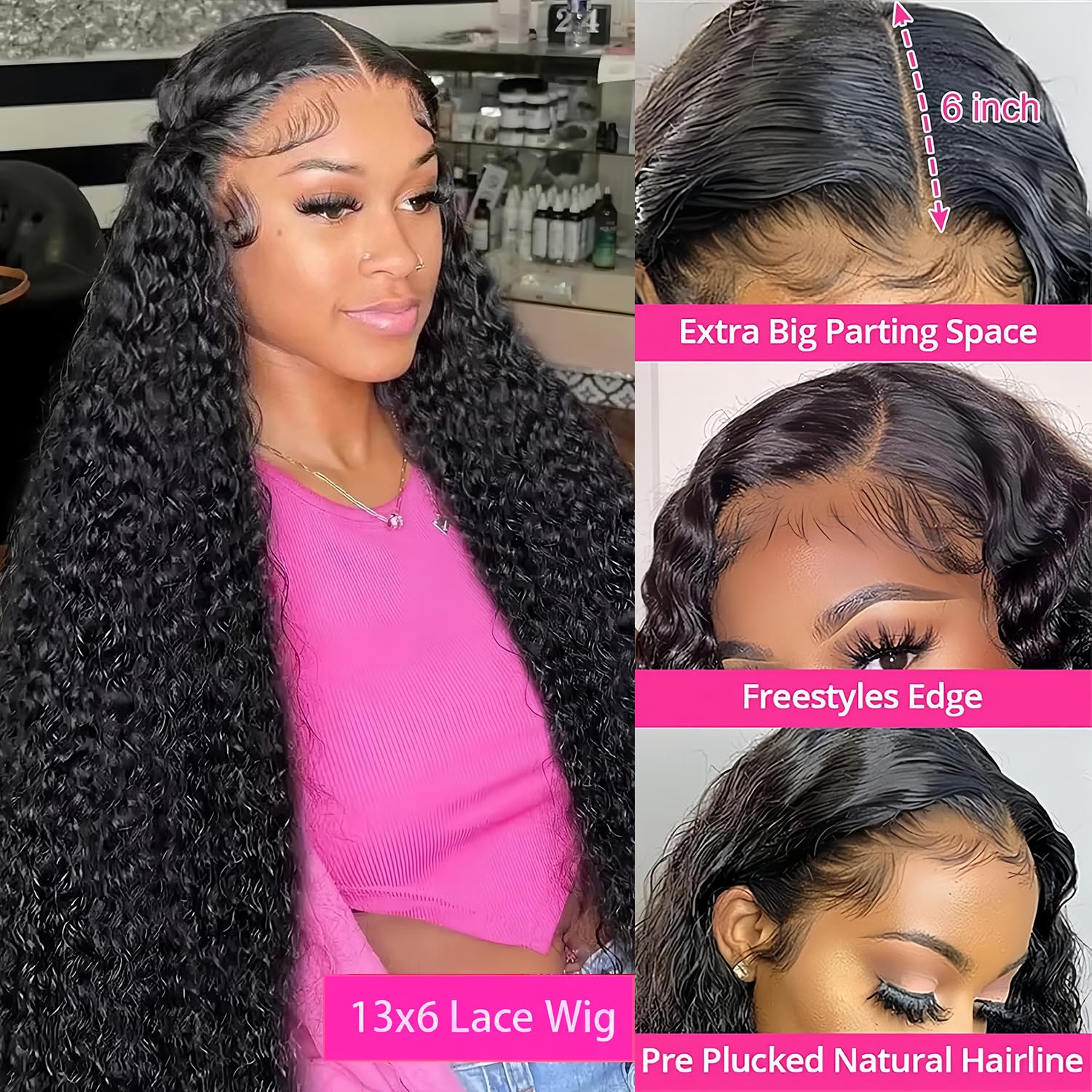 Nervoss 30 Inch Deep Wave Lace Front Wigs Human Hair 200% Density 13x6 HD Transparent Deep Curly Lace Front Wigs for Women Pre Plcked Glueless Wigs with Baby Hair
