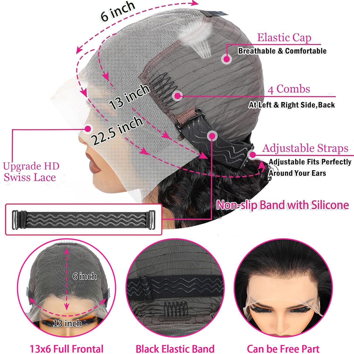 Nervoss 30 Inch Deep Wave Lace Front Wigs Human Hair 200% Density 13x6 HD Transparent Deep Curly Lace Front Wigs for Women Pre Plcked Glueless Wigs with Baby Hair