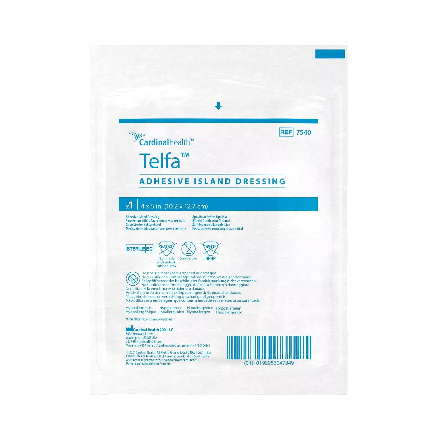 Telfa™ Adhesive Island Dressing. 4 x 5IN. Case of 8 Boxes. Total of 200 Eaches