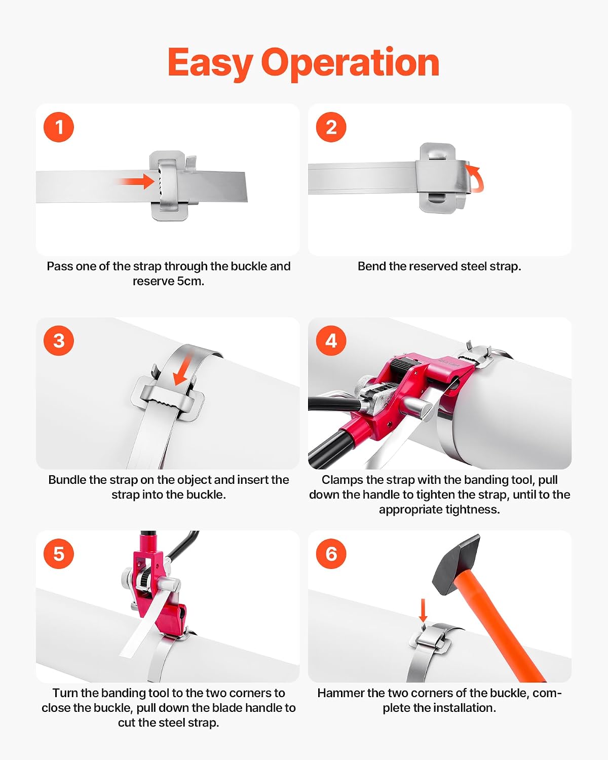 VEVOR Steel Banding Strapping Kit. Heavy Duty Banding Sealer Tool with 200 ft Binding Straps. 200 Metal Clasps. Manual Pallet Packaging Strapping Kit for Warehouse. Transportation. Industrial Bundling