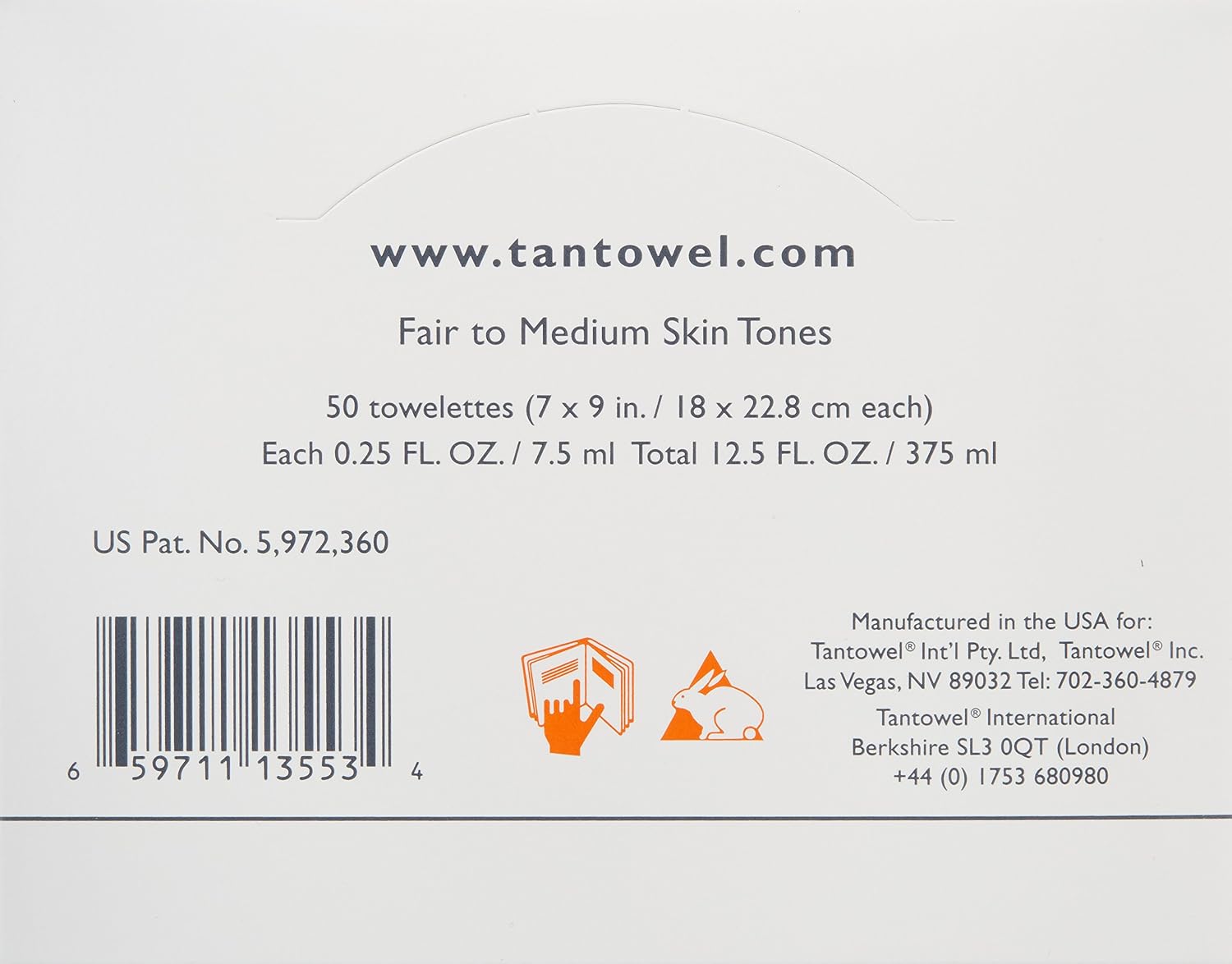 Tan Towel Classic Self Tan Towlettes Half Body Aplication 50 X 0.25 Oz. 50count
