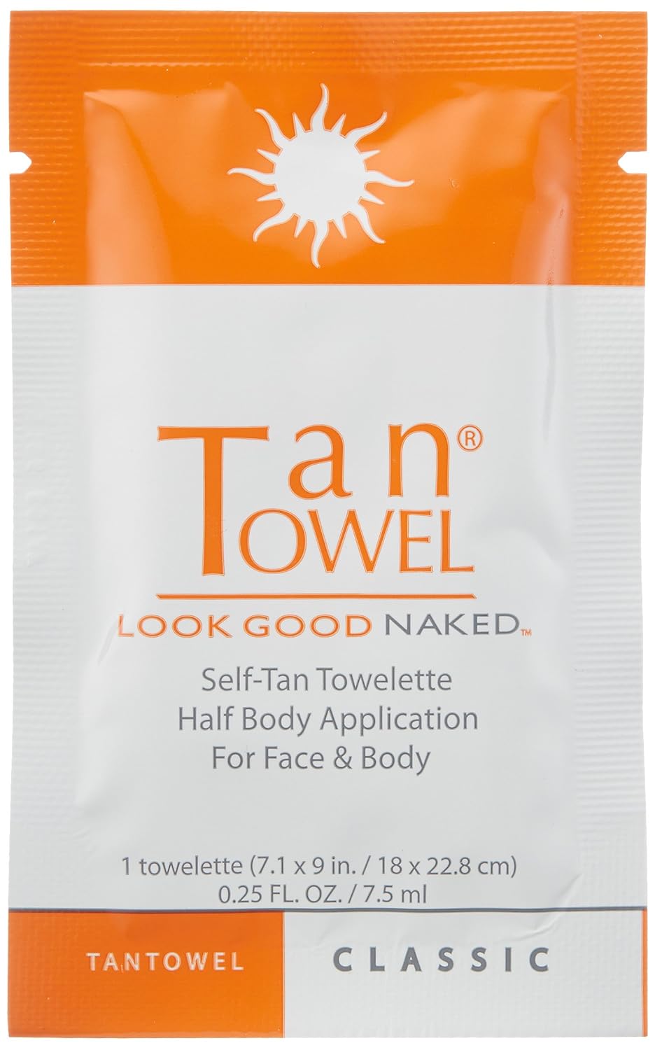 Tan Towel Classic Self Tan Towlettes Half Body Aplication 50 X 0.25 Oz. 50count