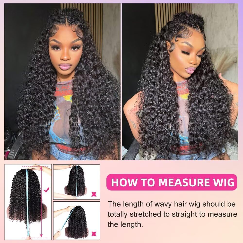 Hotsea 20 Inch 13x6 Deep Wave Lace Front Wigs Human Hair 200% Density Lace Front Wigs Human Hair for Women HD Transparent Lace Glueless Frontal Wigs Human Hair Pre Plucked Natural Color