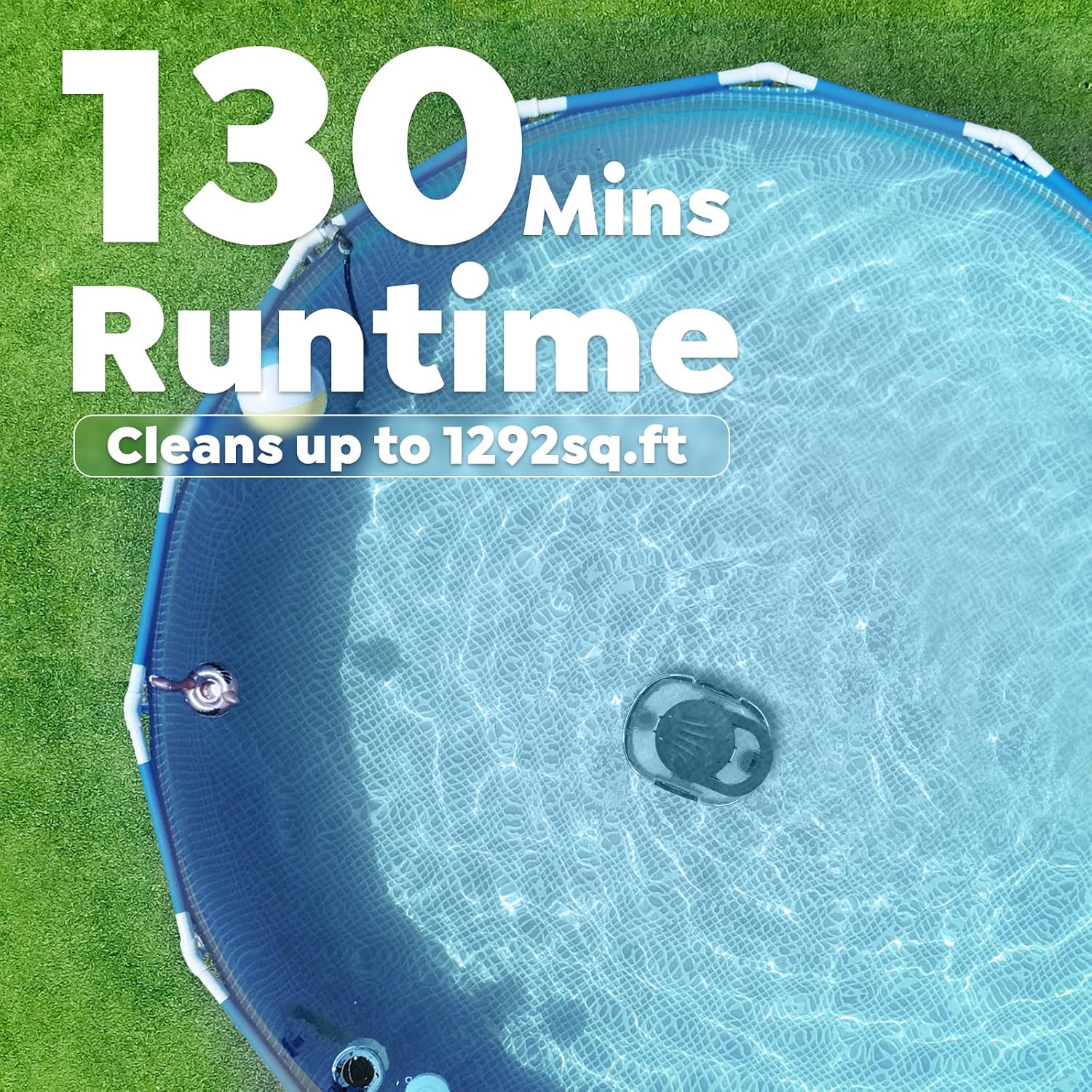 S1 Pro Cordless Robotic Pool Cleaner for Above Ground Pools .Aqua Black | 130-Min Runtime Automatic Pool Vacuum – 1292 Sq.Ft Coverage. Dual-Motor Suction. Large Debris Basket. Self-Parking