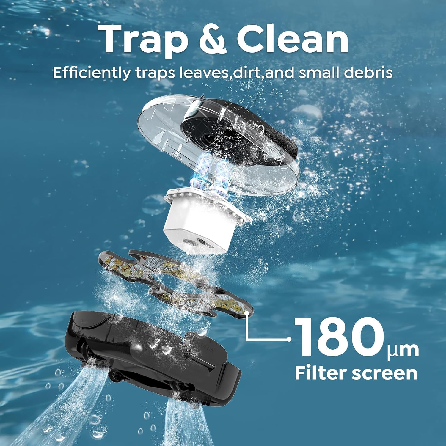 S1 Pro Cordless Robotic Pool Cleaner for Above Ground Pools .Aqua Black | 130-Min Runtime Automatic Pool Vacuum – 1292 Sq.Ft Coverage. Dual-Motor Suction. Large Debris Basket. Self-Parking