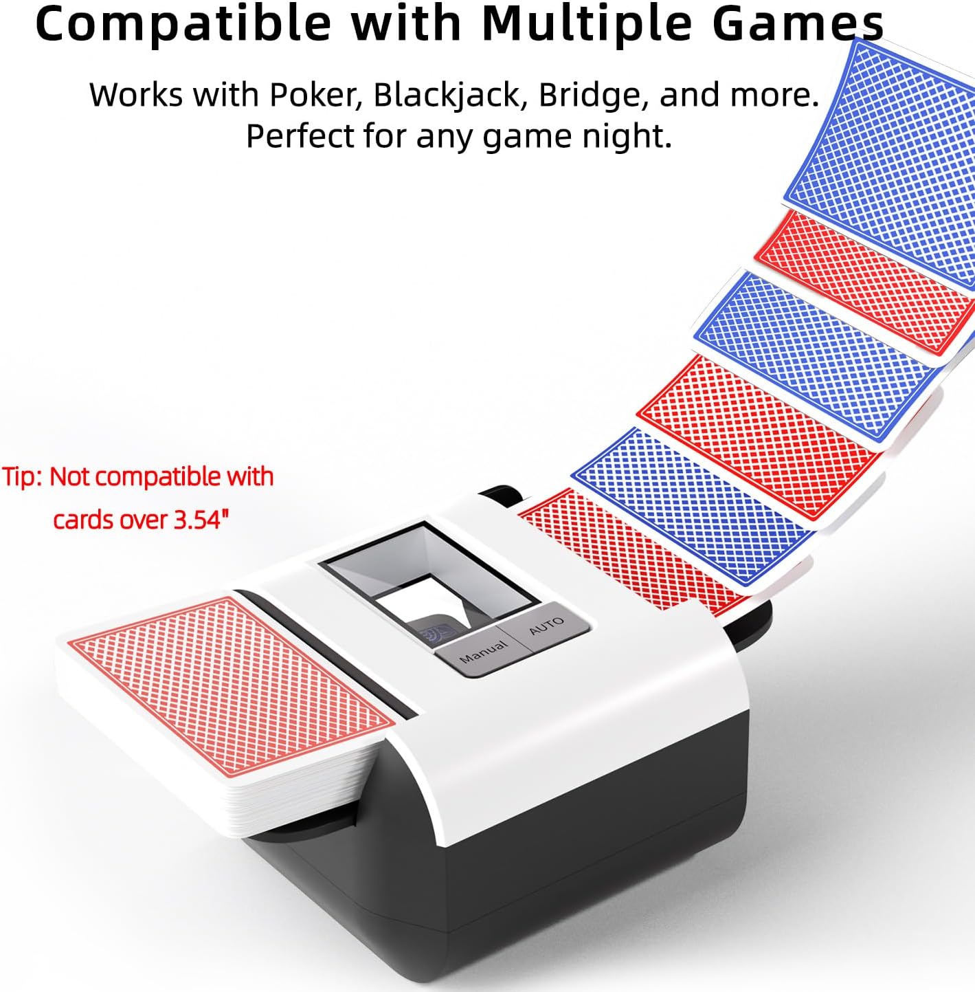 BIFTU Automatic Card Shuffler | Rechargeable 1-2 Deck Card Shuffle Machine with Dual Modes. Low Noise Operation Card Shuffler for Card Game