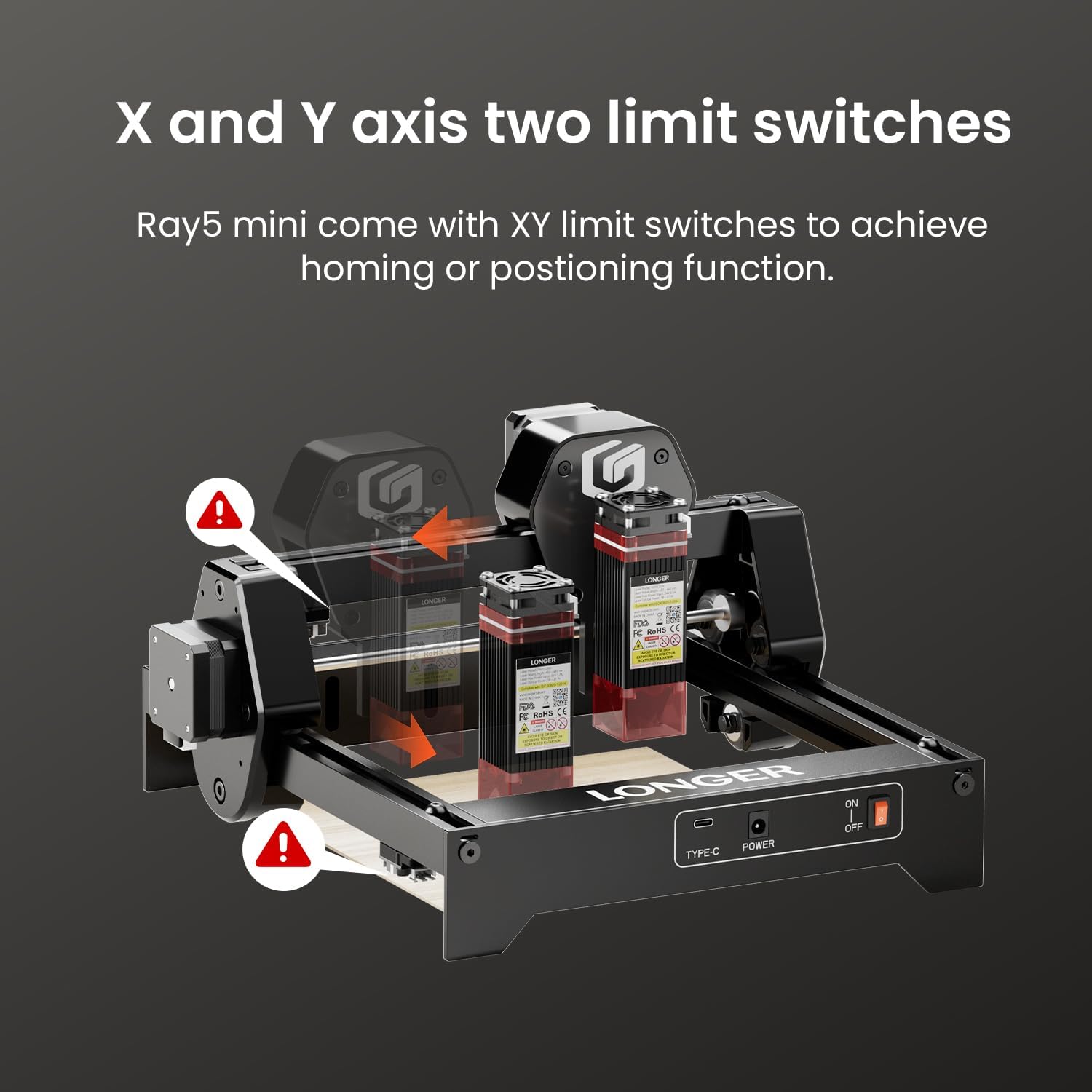 LONGER RAY5 Laser Engraver. 2500mW Compact Precision Engraving Machine | 0.01mm Ultra Precision. 12000mm/min Speed. Wood Acrylic Leather Engraving. DIY Crafts. Compact Design. 131×140mm Work Area