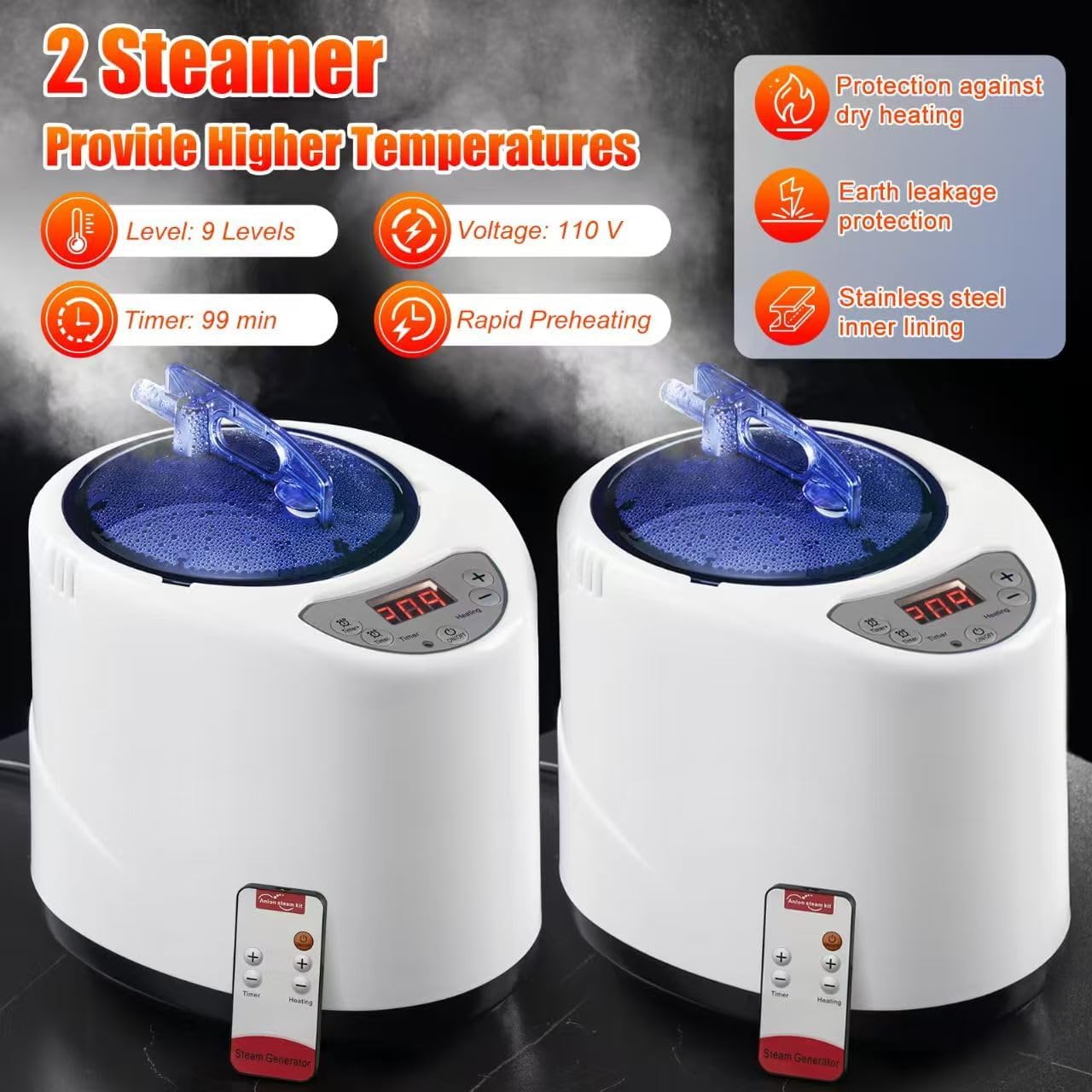 X-Vcak Upgraded 2 Person Sauna. Portable Sauna with 5 Layer Waterproof. Portable Steam Sauna Tent with 2 Steamers. 2 Folding Chair. 71x 49x 36