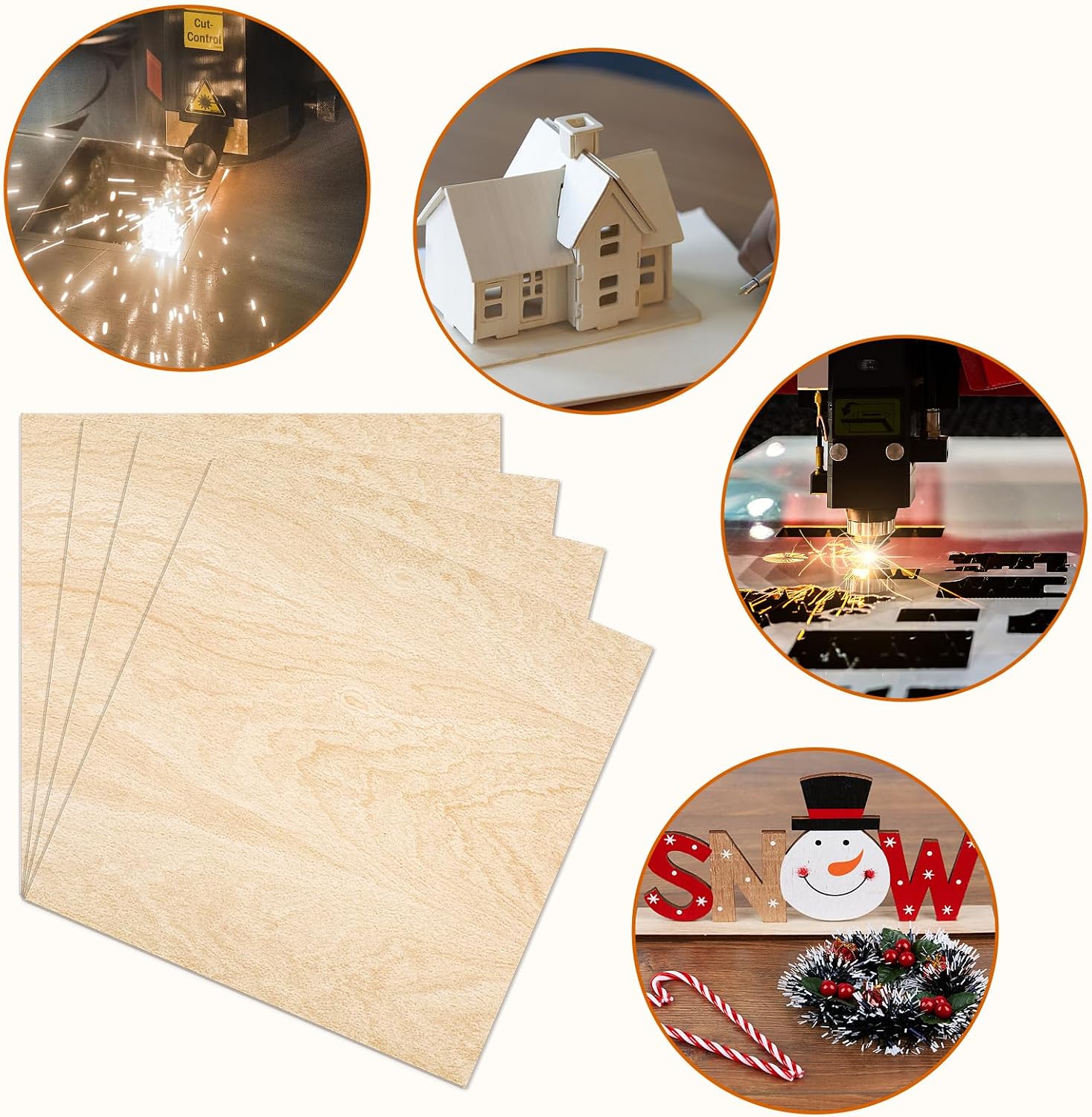 42 Pack Basswood Sheets 12x12x1/8 for Crafts.Unfinished Wood.3mm Basswood Craft Wood Board Perfect for DIY Ornaments and Models Drawing Painting Engraving Burning and Laser Scroll Sawing.