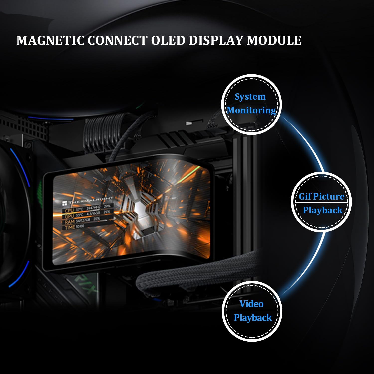 Thermalright Wonder Vision 360 Turbo ARGB Black AIO CPU Cooling. CPU Water Cooler System. 6.67 Inch Curved Screen with 2400x1080 Resolution. for AM4/AM5. LGA1851/1700. 7