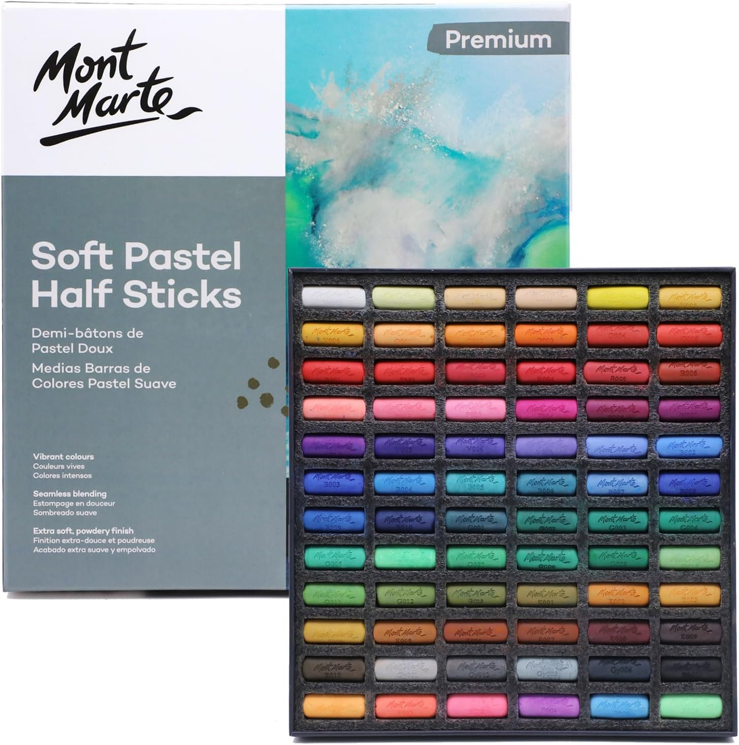 Mont Marte Soft Pastel Half Sticks 72pc. Pastels Art Supplies. Artist Quality Pastels. Extra Soft and Smooth Texture. Ideal for Professional Level Artwork