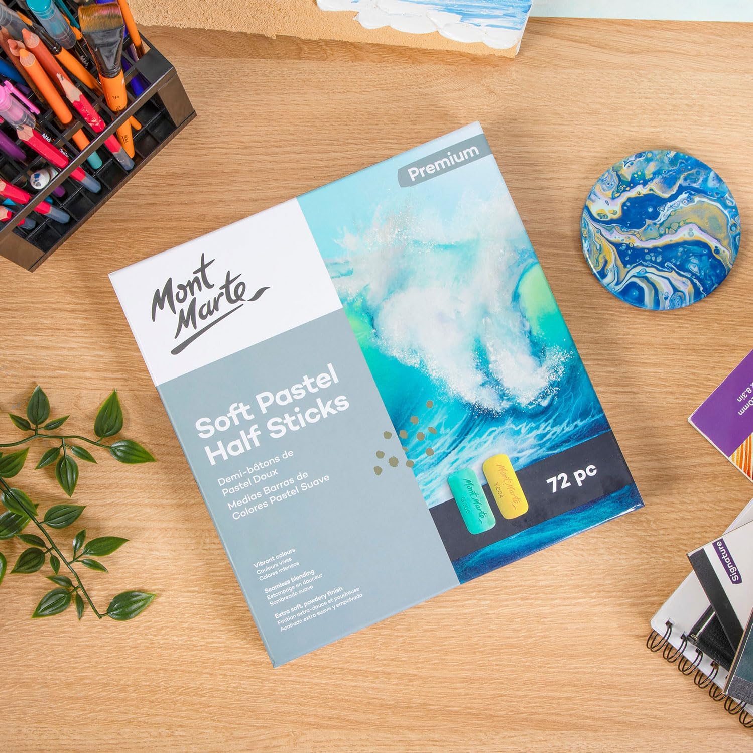 Mont Marte Soft Pastel Half Sticks 72pc. Pastels Art Supplies. Artist Quality Pastels. Extra Soft and Smooth Texture. Ideal for Professional Level Artwork