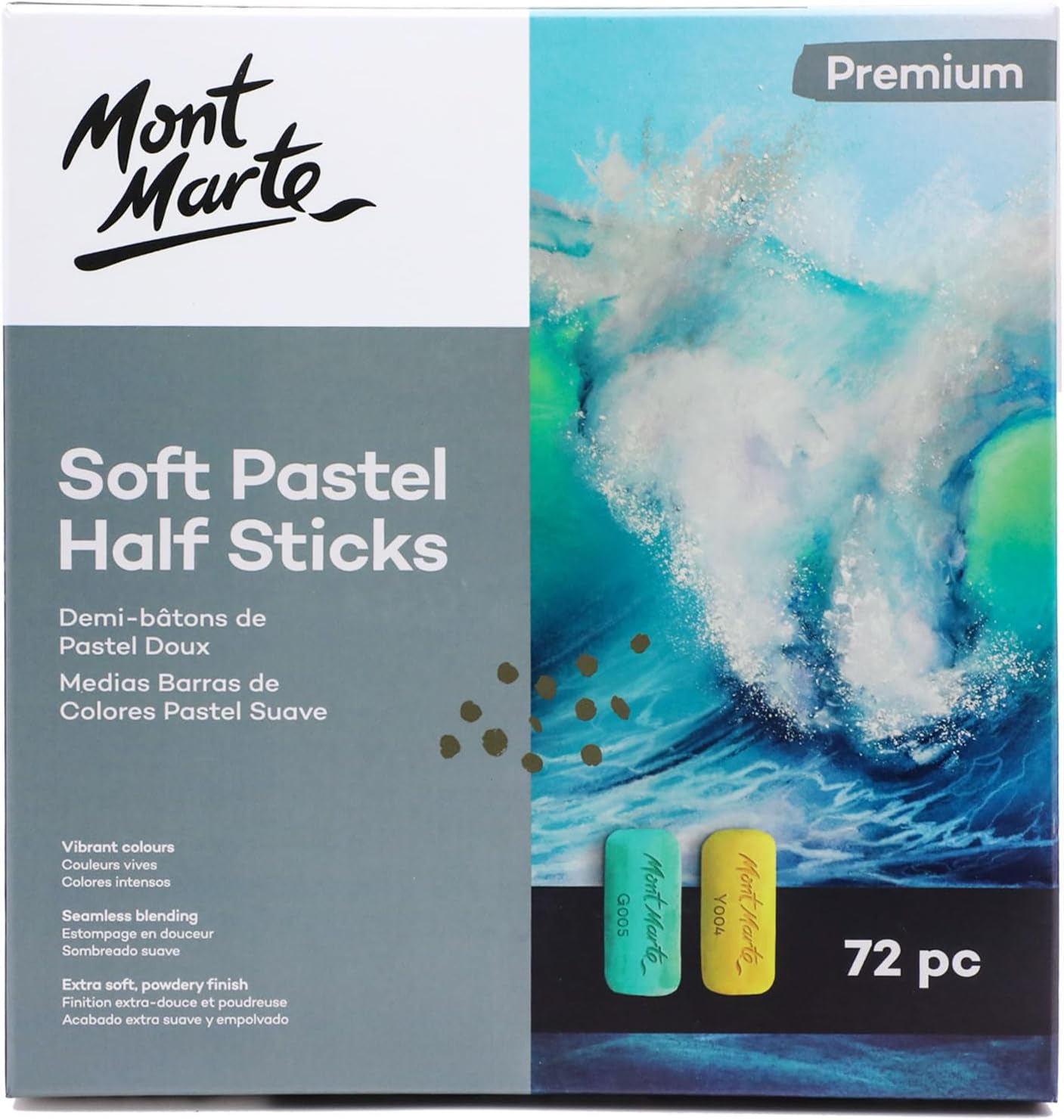 Mont Marte Soft Pastel Half Sticks 72pc. Pastels Art Supplies. Artist Quality Pastels. Extra Soft and Smooth Texture. Ideal for Professional Level Artwork