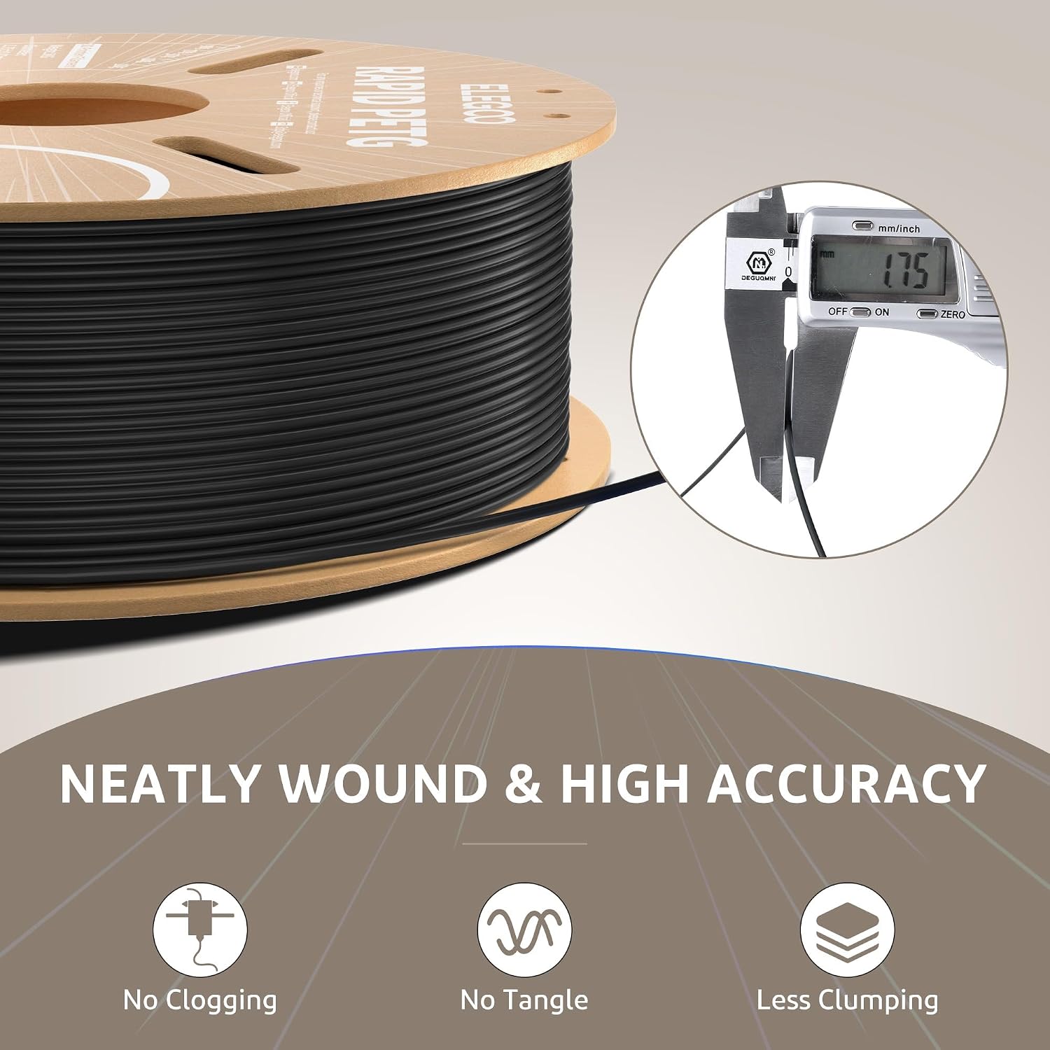 ELEGOO Rapid PETG Filament 1.75mm Black 10KG. High Speed 600mm/s 3D Printer Filament Dimensional Accuracy +/- 0.02 mm. 10 Pack 1kg Cardboard Spool(2.2lbs) Fits for Most FDM 3D Printers