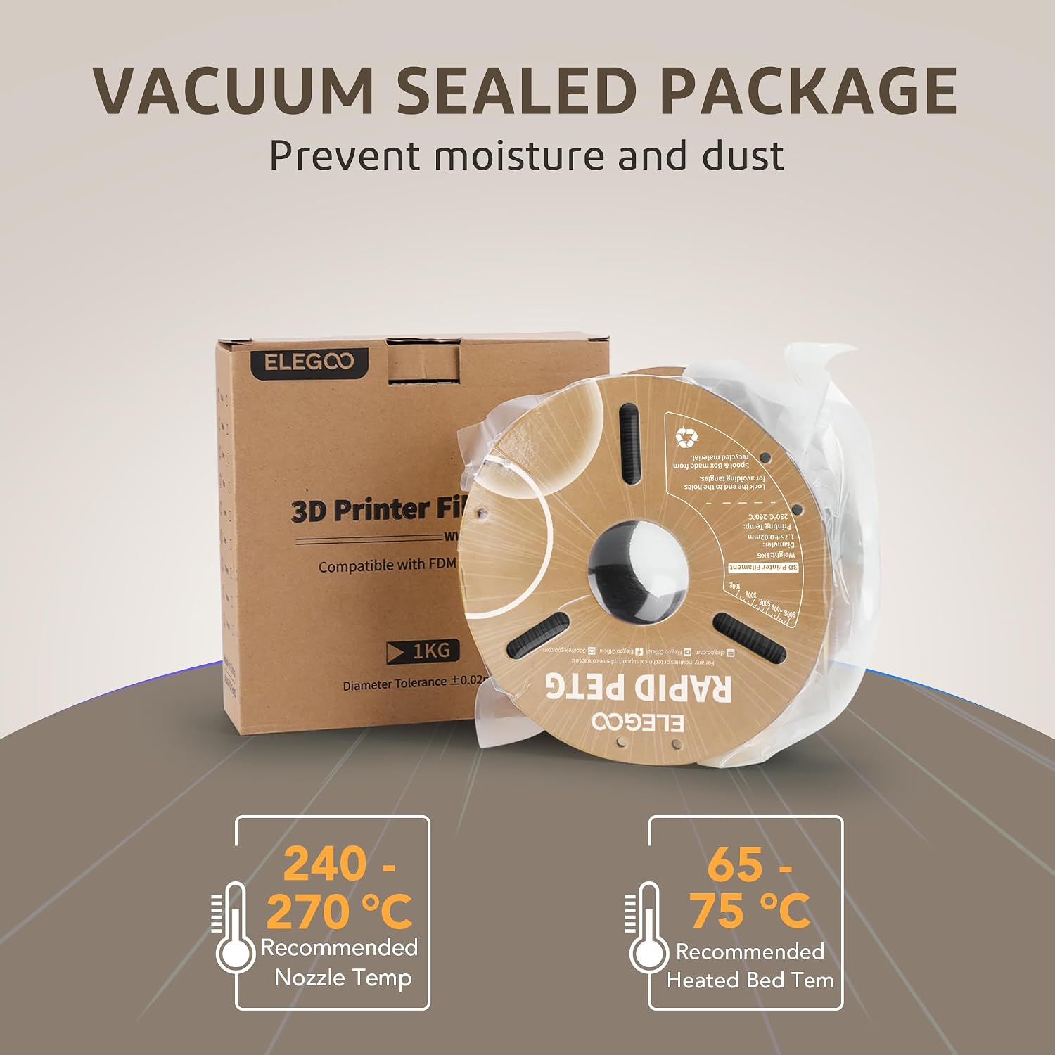 ELEGOO Rapid PETG Filament 1.75mm Black 10KG. High Speed 600mm/s 3D Printer Filament Dimensional Accuracy +/- 0.02 mm. 10 Pack 1kg Cardboard Spool(2.2lbs) Fits for Most FDM 3D Printers