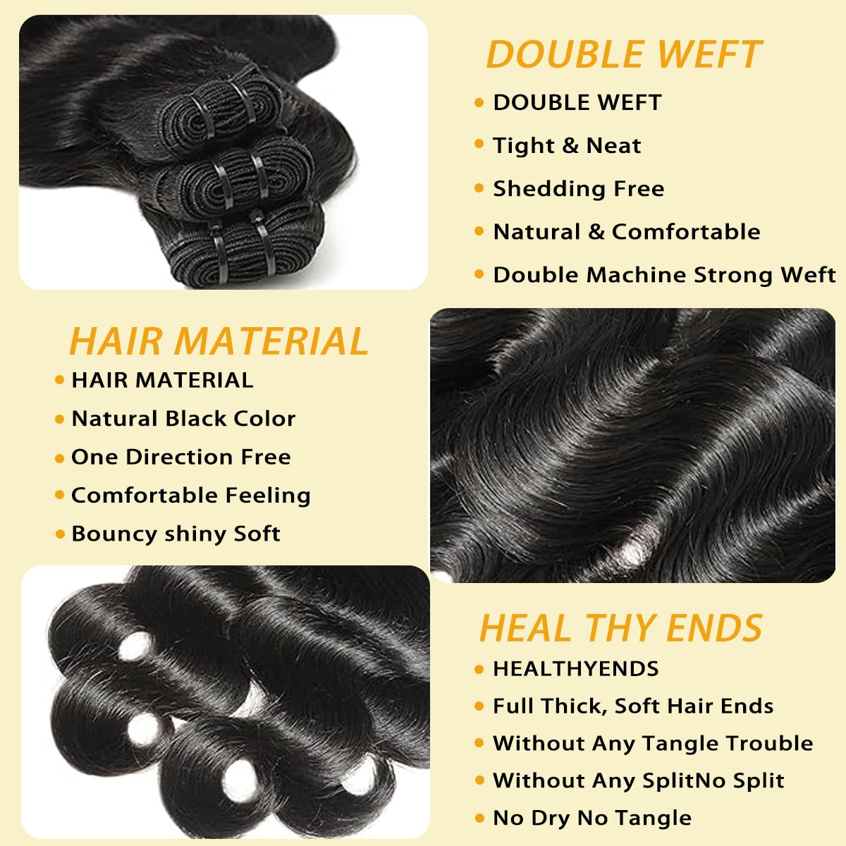 QSWL 14A Body Wave Bundles Human Hair 20 20 20 Inch Brazilian Virgin Hair | Smooth Hair. Reusable Hair with Minimal Shedding. Perfect for Custom Coloring. Quick Weaves and Everyday Styling. Fuller Ends