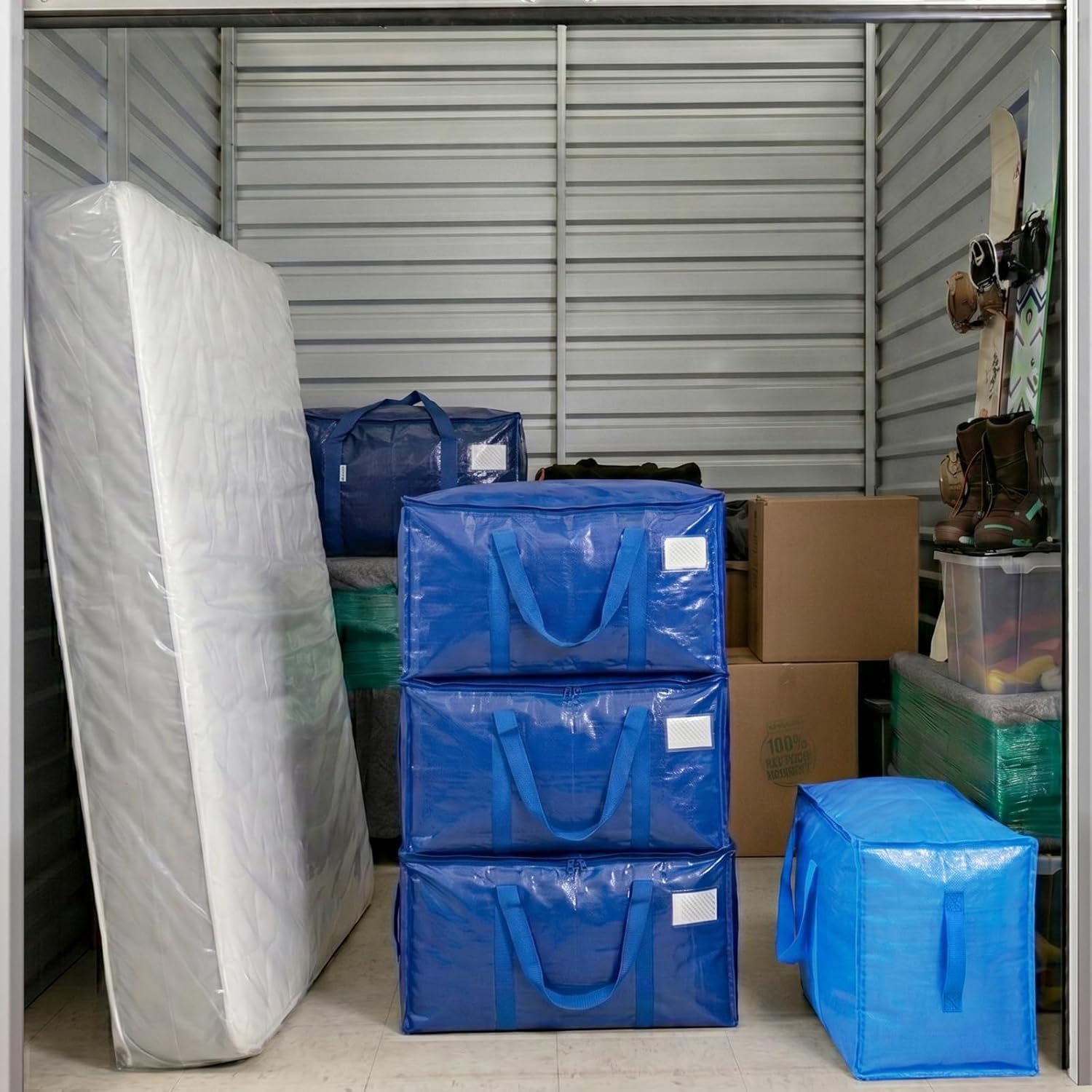 TICONN 16 Pack Extra Large Moving Bags Heavy Duty with Zippers & Carrying Handles. Durable Storage Bags Moving Boxes for Closet Organizers and Storage (16 Pack. Blue)