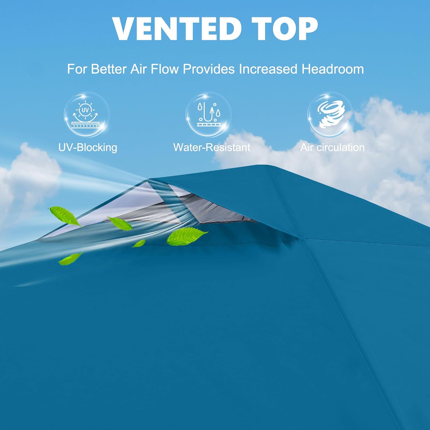 MASTERCANOPY 10x10 Durable Pop Up Canopy Tent with 1 Sidewall. Cyan Blue | One Person Setup. Outdoor Portable Canopy Instant Shelter. Silver Coated Top. Sun Shade. Roller Bag. Beach/Camping/Market