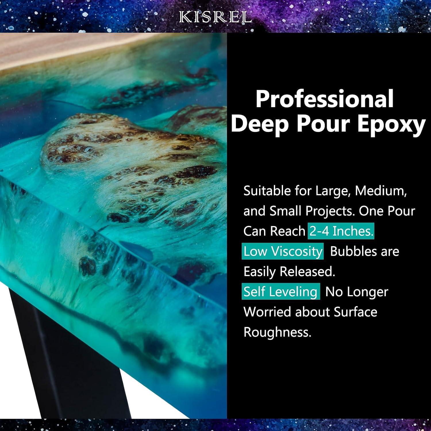 Deep Pour Epoxy Resin. KISREL 4.5Gallon Resin Epoxy Kit (2
