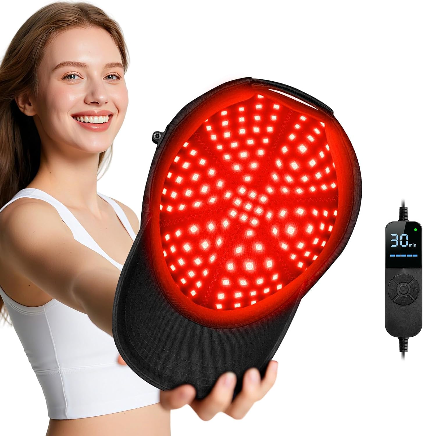 Laser Hair Growth Cap .Red Light theray Hat for Hair. Black Cap