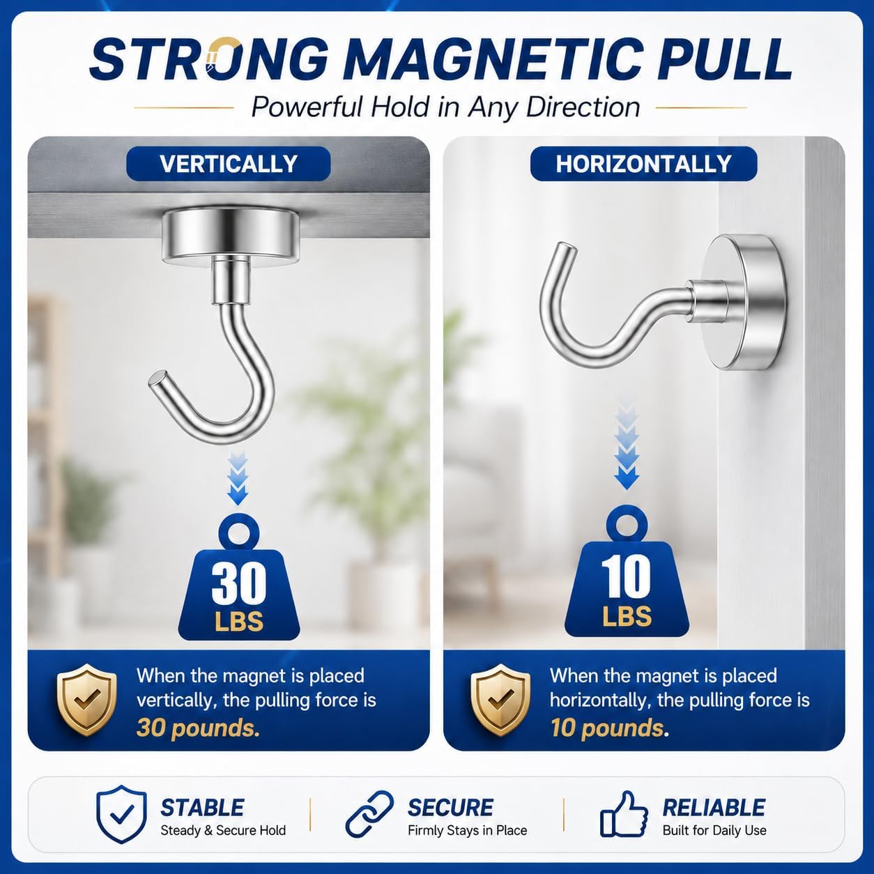 Grtard 500 Pcs Silver Magnetic Hooks Heavy Duty. 30LBS Strong Magnet Hooks | Strong Magnetic Hooks for Cruise Cabin. Metal Magnet with Hooks for Fridge. Home. Kitchen. Industry. Workplace. Office