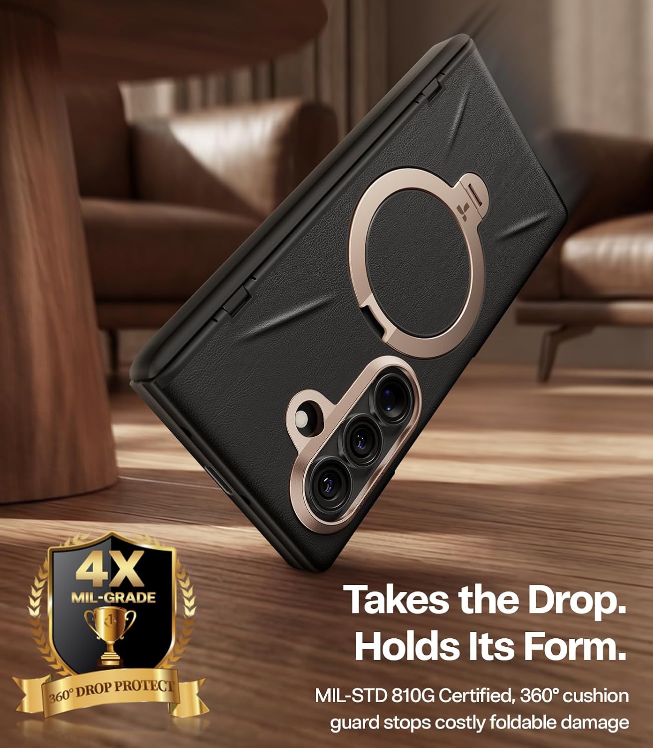 TORRAS Q3 VegSkin for Galaxy Z Fold 8 Ultra Case Leather. Magnetic Stand | Fit for MagSafe. Full Hinge Protection. 2 Screen Protectors. Easy-Clean Silicone Leather Case for Samsung Fold 8 Ultra. Black