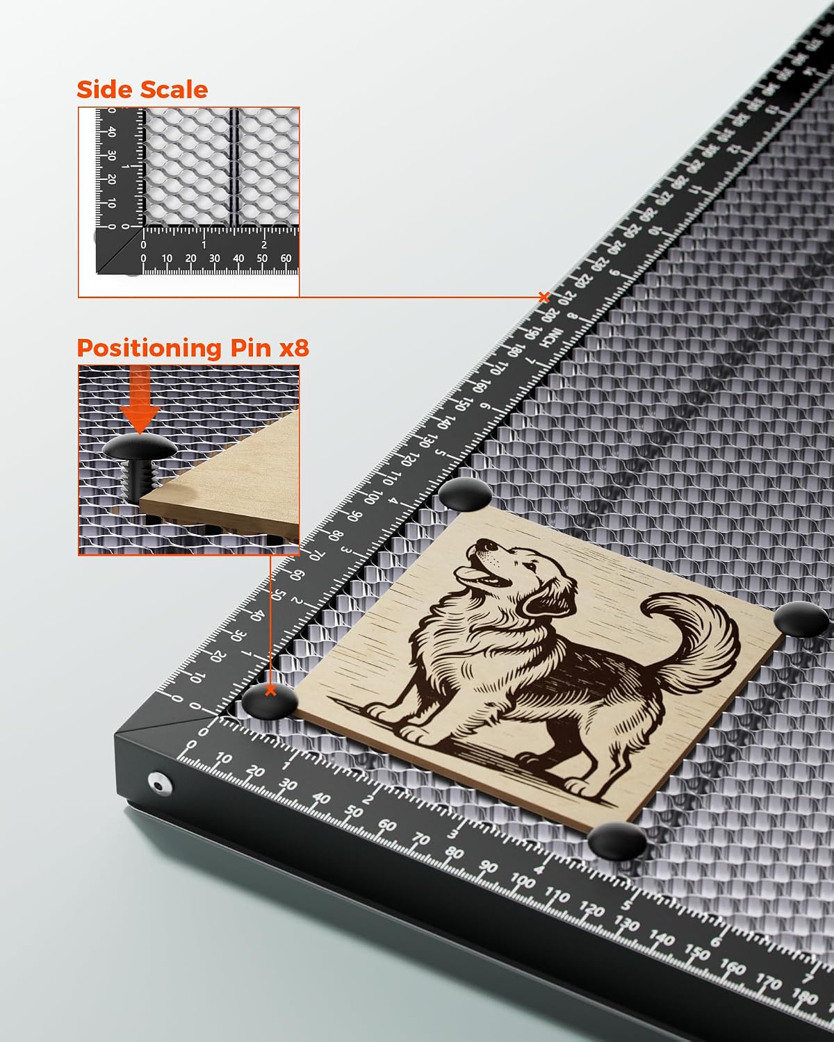 ACMER Honeycomb Laser Bed with Aluminum Plate. 500x500mm Cutting Table | Durable Reusable Cutting Surface for Laser Engravers. Reduce Scorch Marks for Crafts. Signs. Models. and Small-Batch Projects
