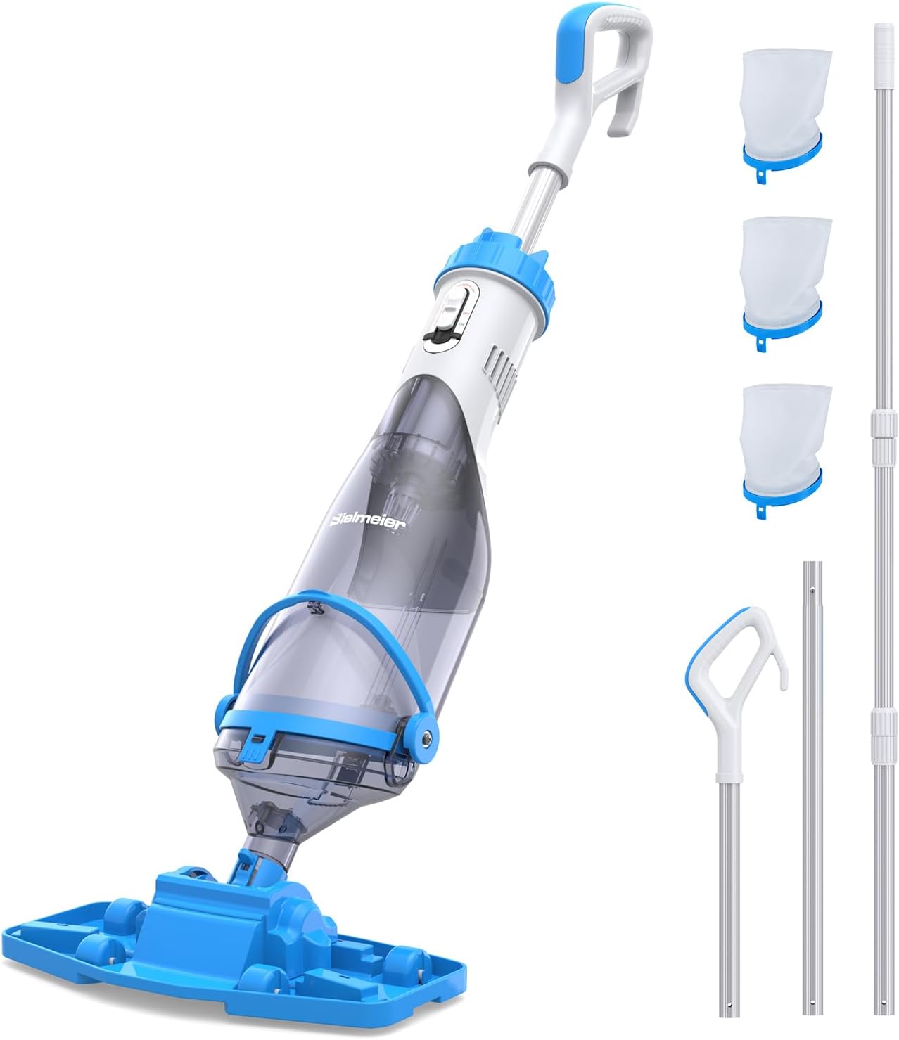 BIELMEIER Handheld Pool Vacuum with Telescopic Pole. Updated Swimming Pool Cleaner 19 GPM Powerful Suction. Cordless Pool Vacuum for Cleaning Above Ground Pools. Inground Pools. Spas. Hot Tubs