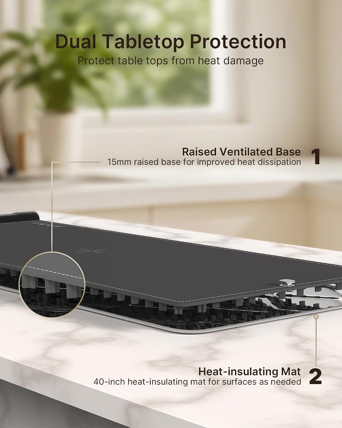NUTCITY Food Warming Mat Extra Large 40x16 with Insulation Pad | Fast & Even Heating with 7 Temperature Settings and 8H Timer Keeps Meals Warm for Parties. Gatherings and Daily Dining
