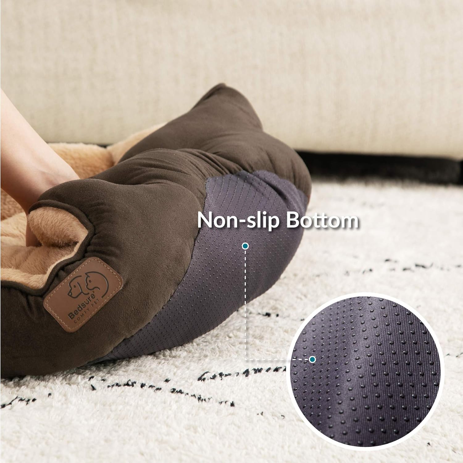 Bedsure Small Dog Bed Washable.Round Cat Beds for Indoor Cats.20in Brown | Soft Plush Pet Bed.Dog Beds for Small Dogs for Puppy and Kittens.Anti-Slip Bottom.Easy to Clean