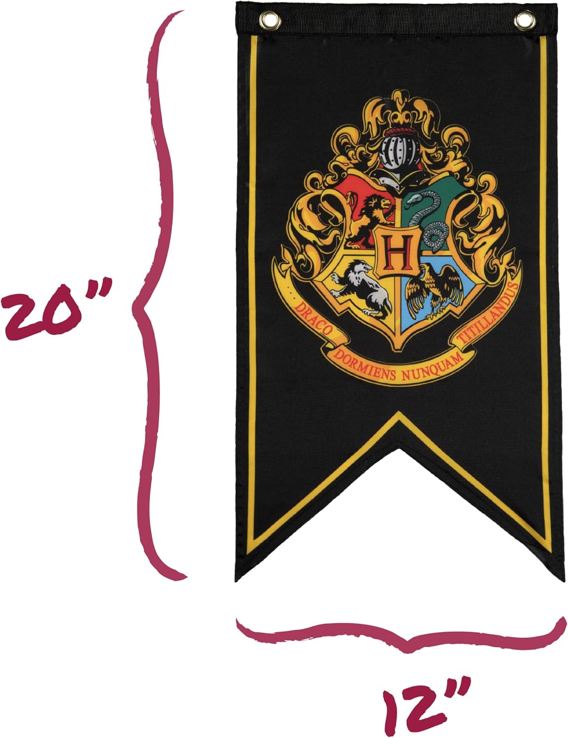 ConQuest Harry Potter Wizarding House Banner Official Flag Set | 12 x 20 Polyester Flags. Gryffindor. Slytherin. Ravenclaw & Hufflepuff Banners. Birthday Party