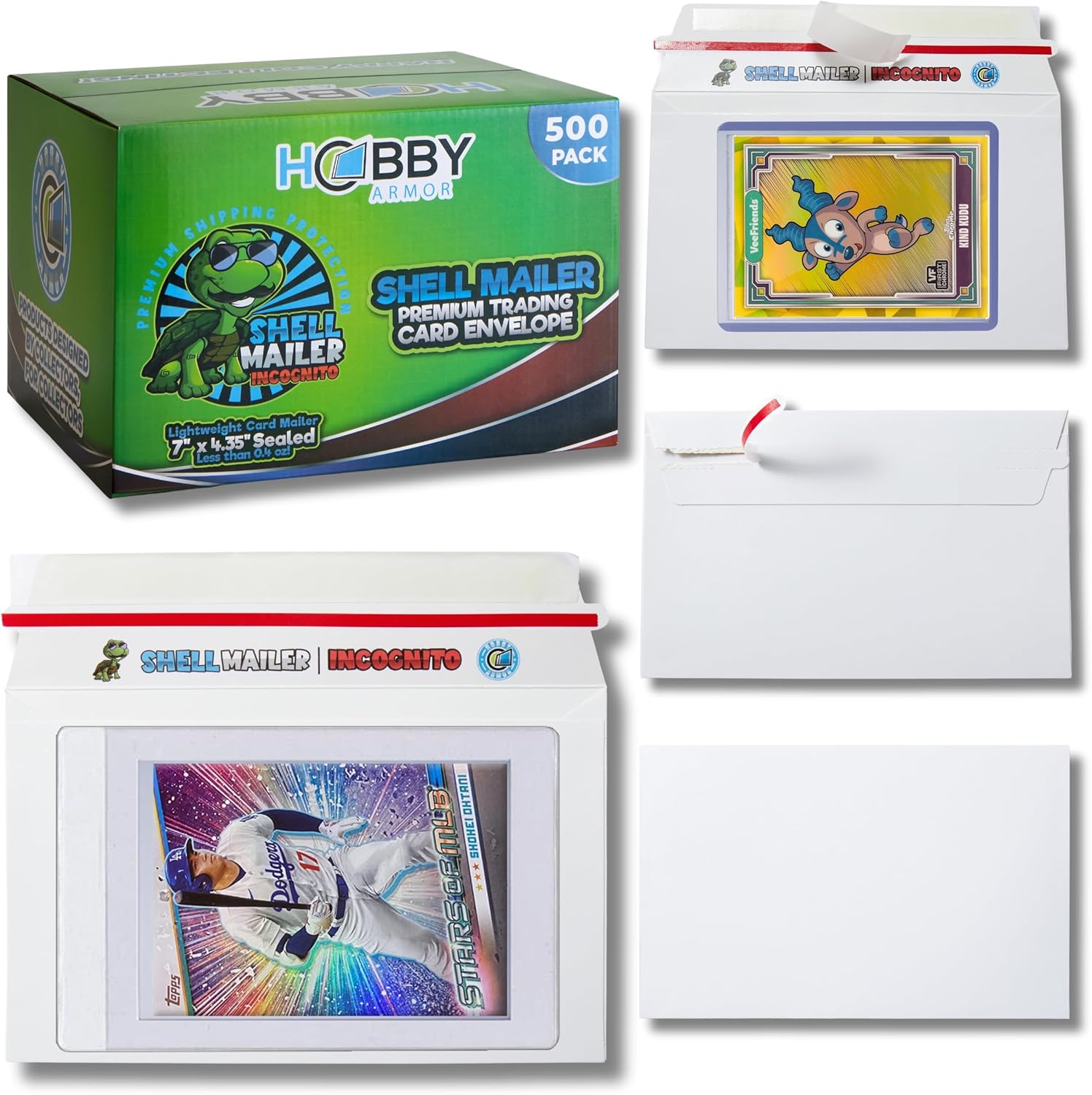 Shell Mailer Incognito Trading Card Envelopes for Shipping 500 Card Mailers | Perfect Fit for Semi-Rigids & Toploaders. No Print on Outside. Sides Glued Flat for Sorting Machines. Custom Protective Flap