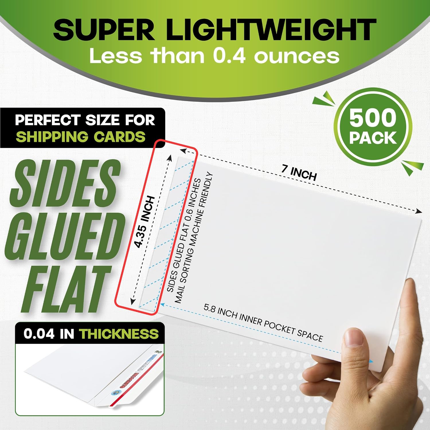 Shell Mailer Incognito Trading Card Envelopes for Shipping 500 Card Mailers | Perfect Fit for Semi-Rigids & Toploaders. No Print on Outside. Sides Glued Flat for Sorting Machines. Custom Protective Flap
