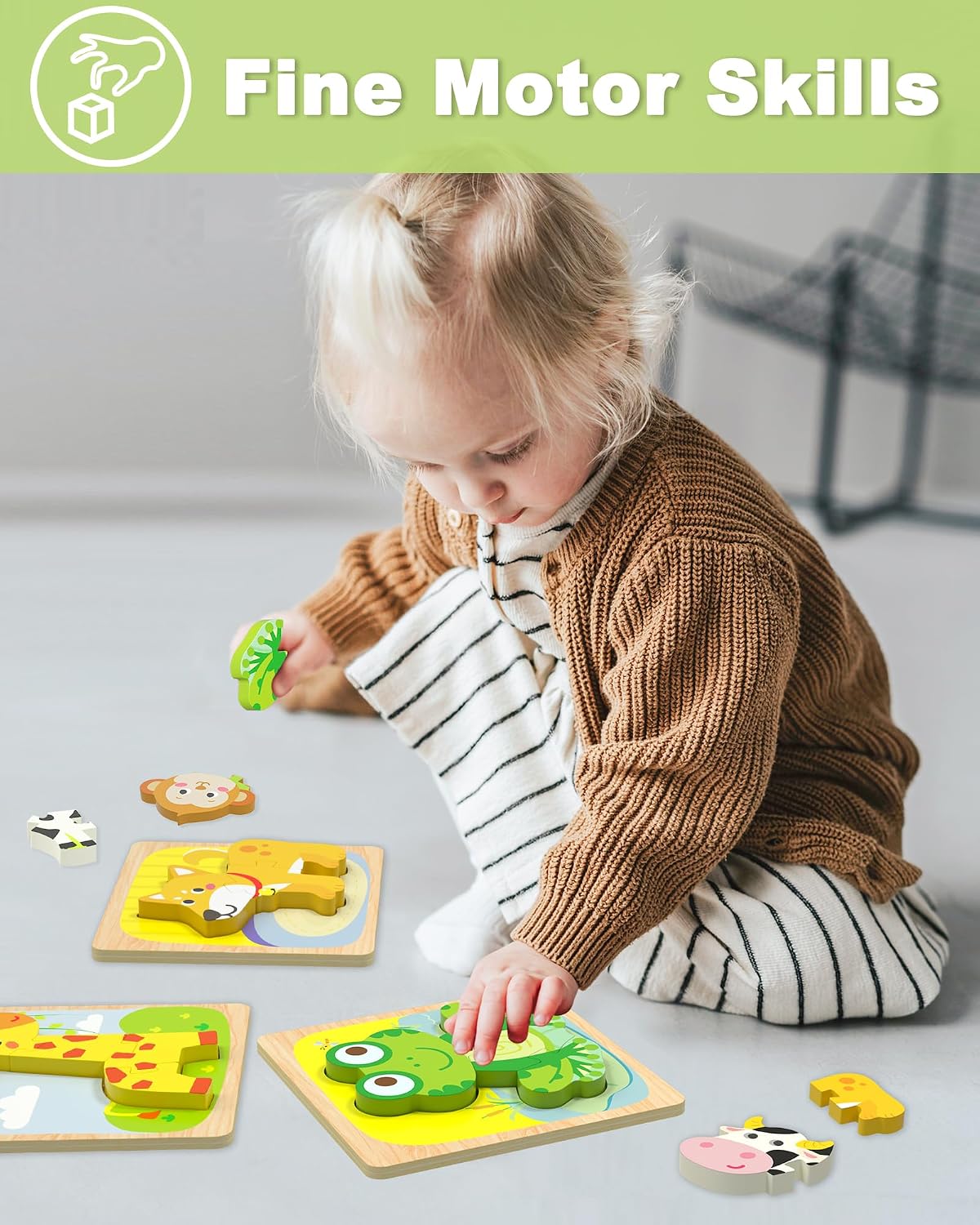 Benresive Wooden Toddler Puzzles. Montessori Toddler Toys for 1 2 Year Old | 6 Pcs Puzzles. 1 2 3 Year Old Girl Boy Great Gifts. Learning Educational Preschool Bolck Toys for 1 2 3 Year Old