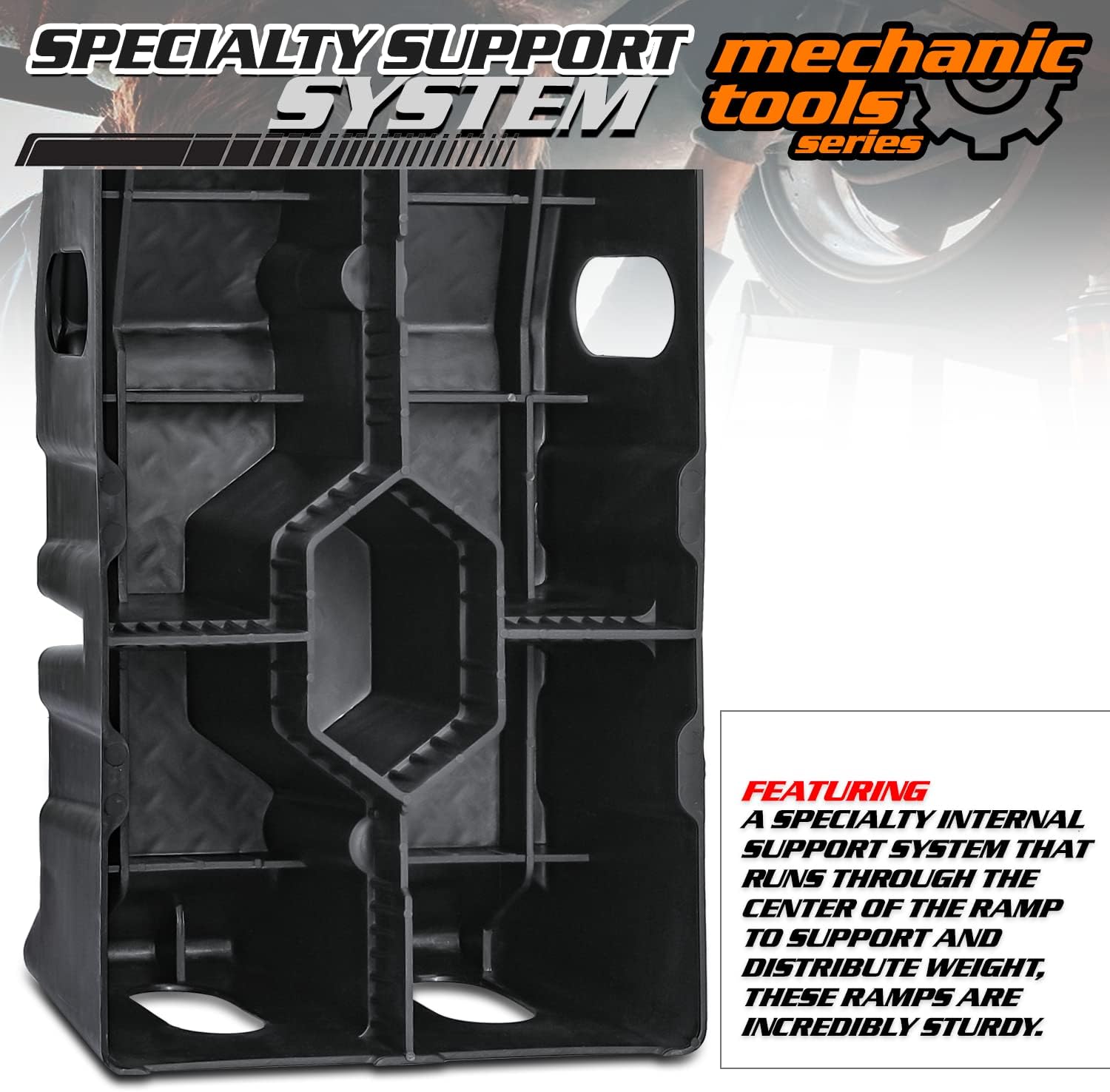 M-AUTO Vehicle Ramp Set of 2 Universal Drive-On 2-Stage Incline Ramps. 2.5 Ton (5000 lb) Lifting Capacity. Nestable & Portable Auto Service Ramp