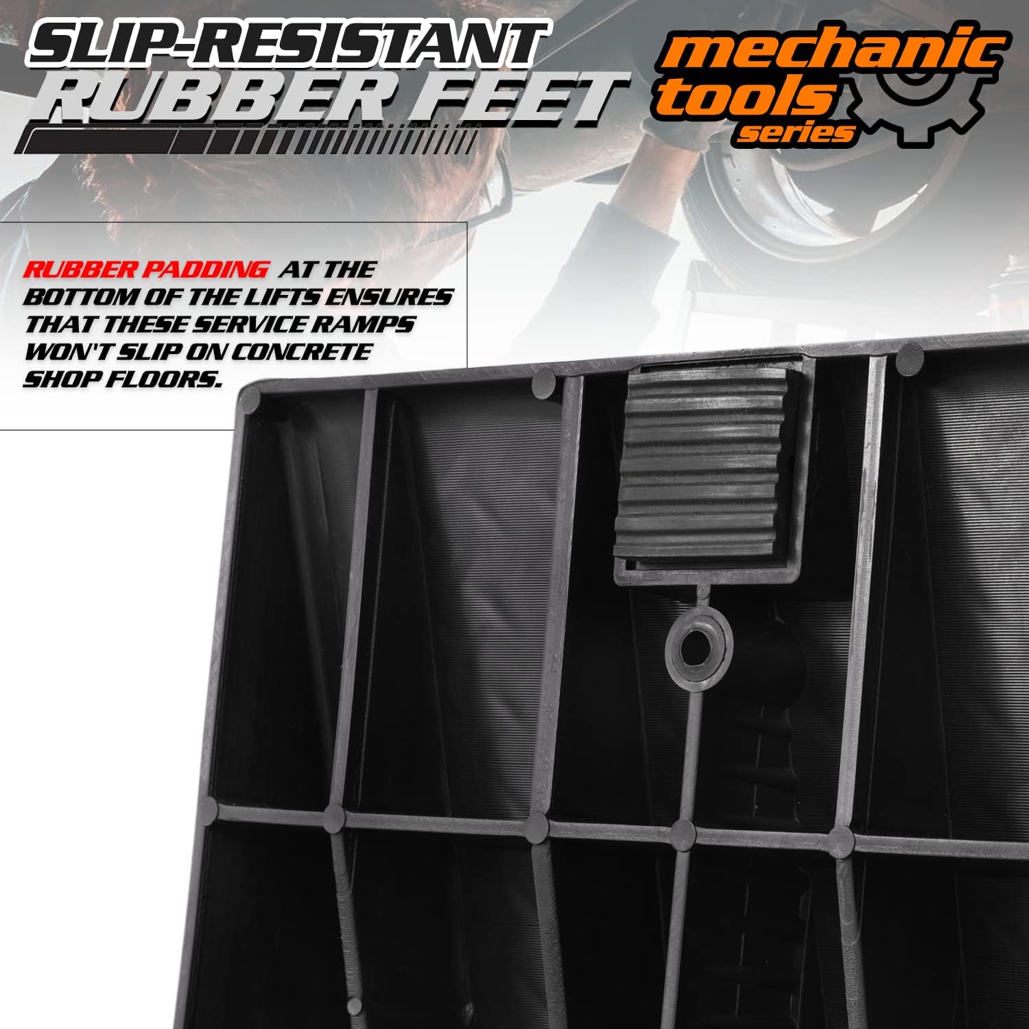 M-AUTO Vehicle Ramp Set of 2 Universal Drive-On 2-Stage Incline Ramps. 2.5 Ton (5000 lb) Lifting Capacity. Nestable & Portable Auto Service Ramp
