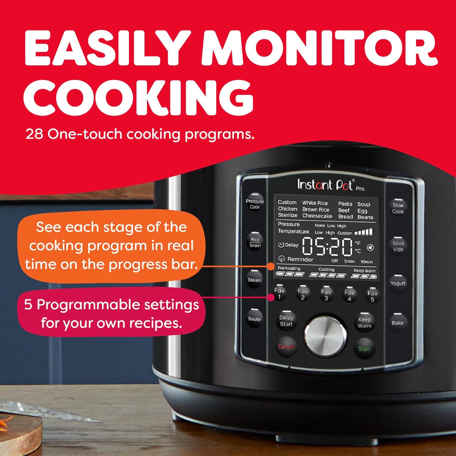Instant Pot Pro (8 QT) 10-in-1 Pressure Cooker. Slow Cooker. Rice/Grain Cooker. Steamer. Sauté. Sous Vide. Yogurt Maker. Sterilizer. and Warmer. Includes App with Over 800 Recipes. Black