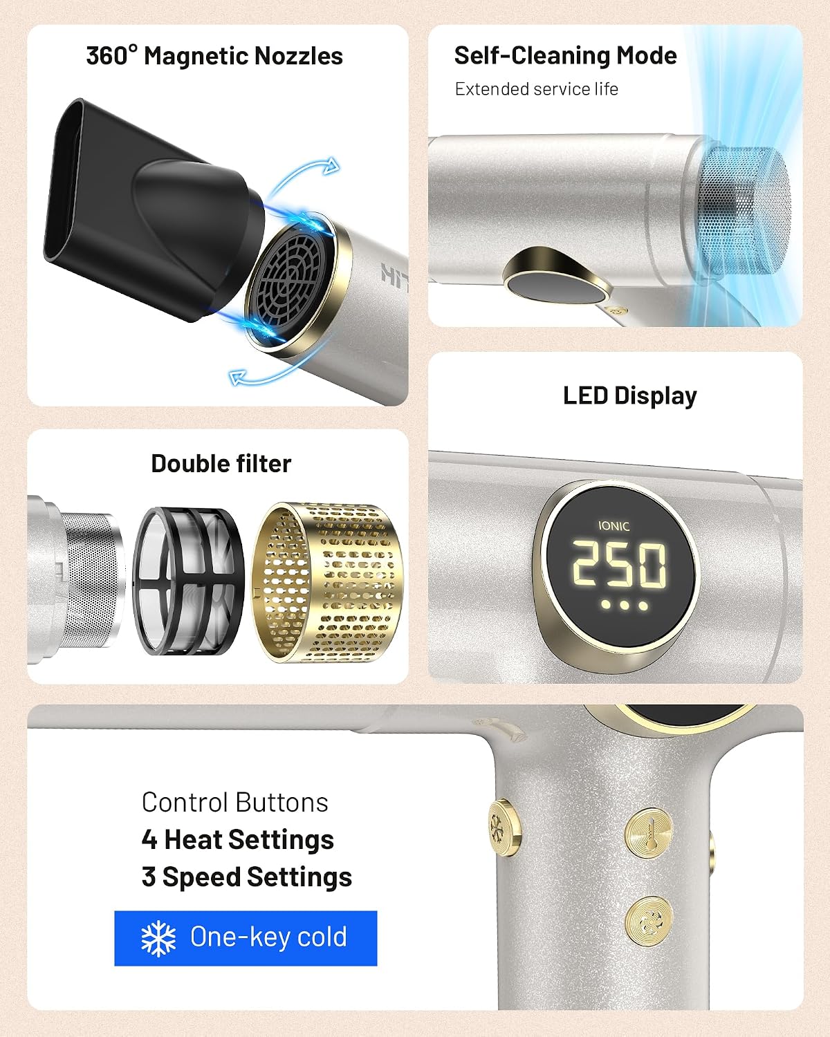 HITTIONA Travel Hair Dryer