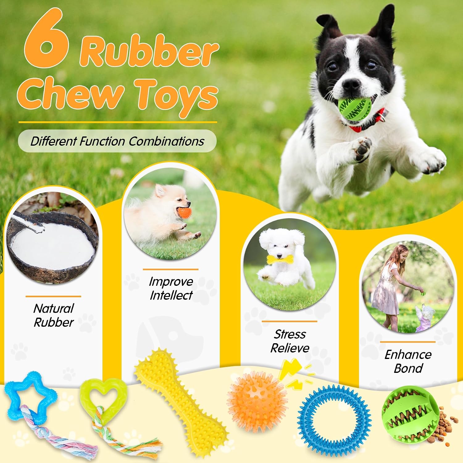Zeaxuie 25 Pack Luxury Dog Chew Toys for Puppy. Dog Toys with Ropes. Treat Ball and Squeaky Puppy Toys for Teething Small Dogs