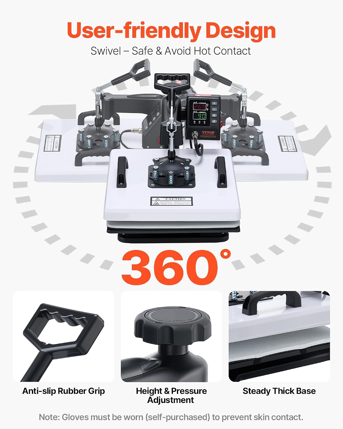 VEVOR Heat Press Machine. 15 x 15 in. 2-in-1 Multifunction. 360° Swing Away. 1200W Double Tube Fast and Even Heating. Digital Precise Control. Sublimation Press Machine for T-Shirts. Hats. Caps | Multifunction Transfer Machine Sublimation for Caps Mugs Plates Aluminum Pots 360° Swing Away PTFE Insulation Coating 1200 W