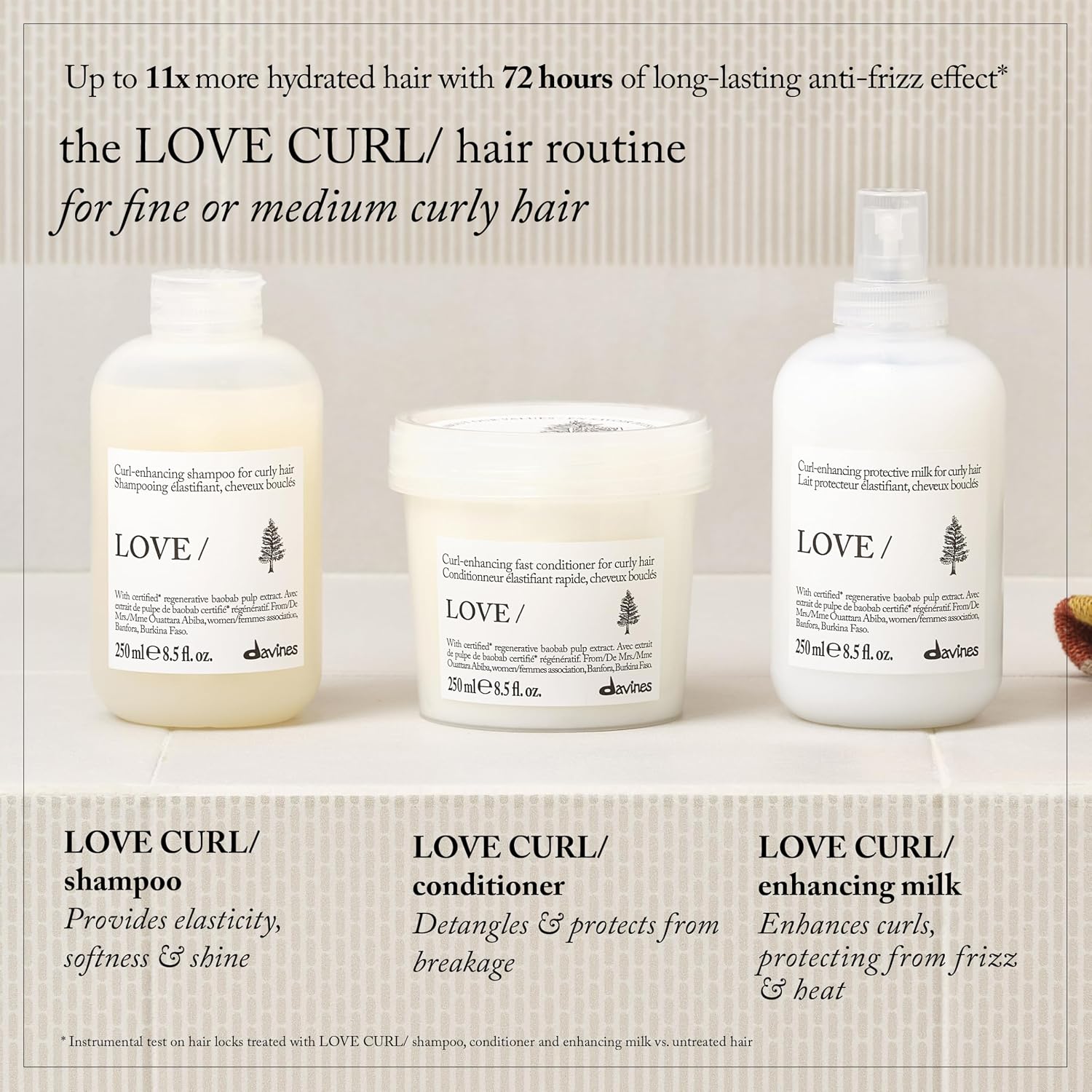 Davines Bundle of LOVE CURL/Shampoo. 8.5 fl oz. + LOVE/Shampoo Refill | Curl-enhancing taming shampoo refill for wavy and curly hair.