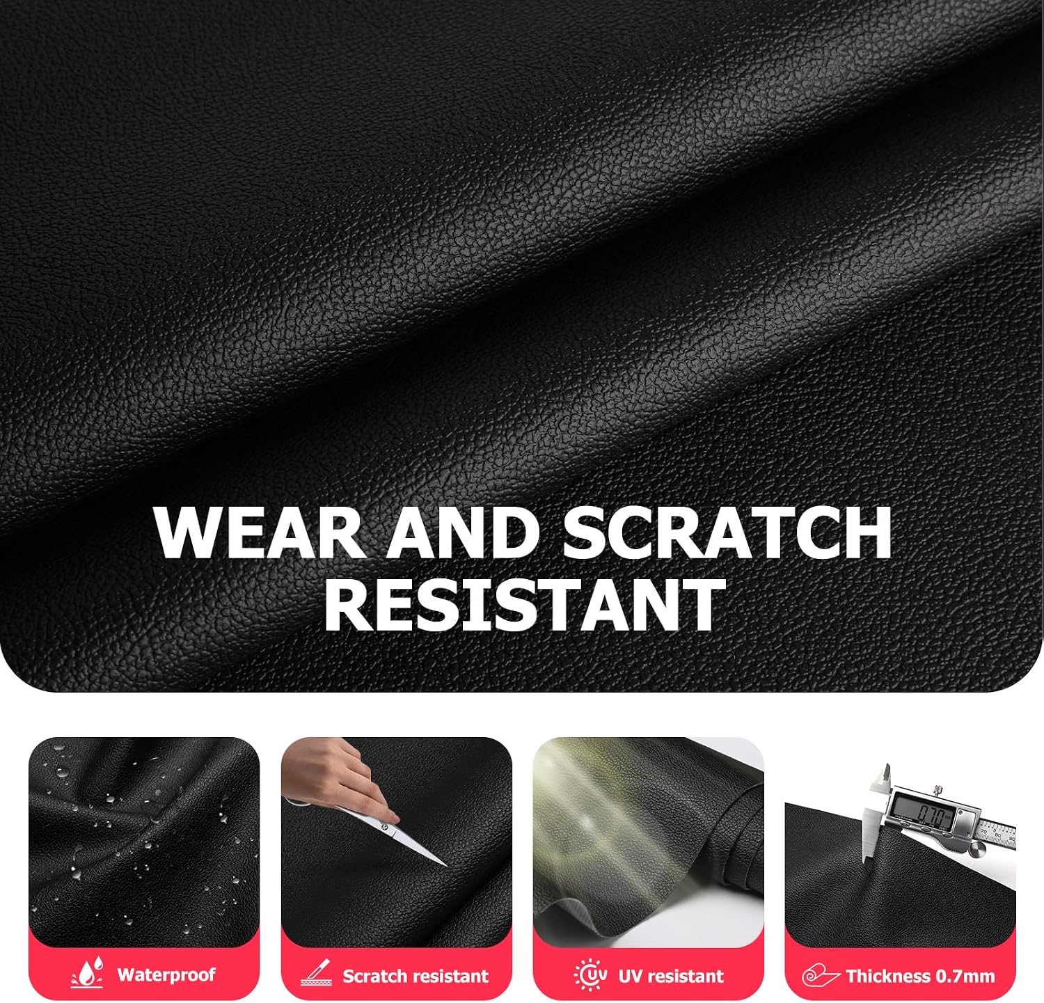 K-Musculo Vinyl Fabric. Marine Faux Leather Upholstery. for Upholstery Crafts. DIY Sewings. Sofa. Handbag. Earrings. Packed in Rolls.No creases (Black 54'' X 180'' inch 5Yd)